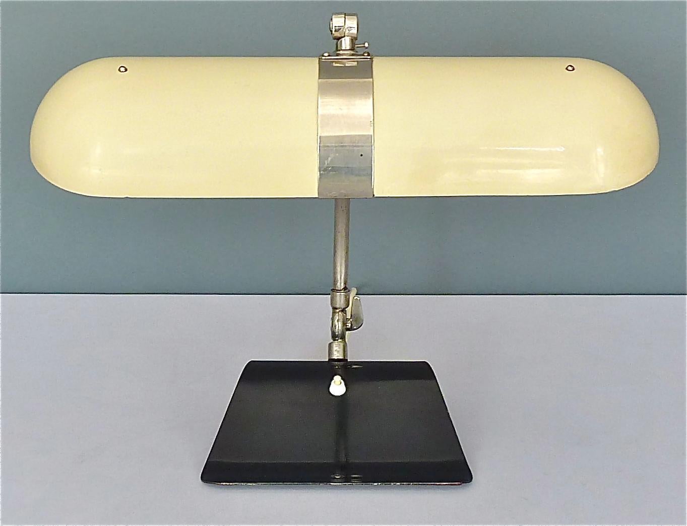 Patinated Modernist Kaiser Table Desk Lamp Christian Dell Bauhaus Germany 1930 Black Ivory