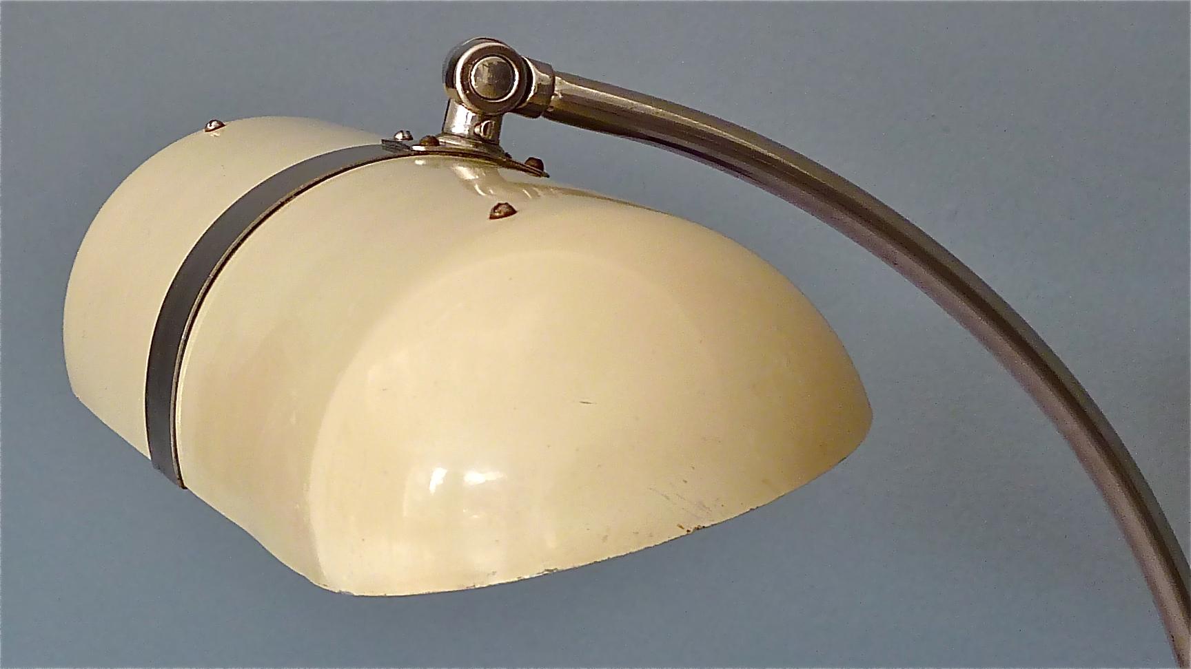 Mid-20th Century Modernist Kaiser Table Desk Lamp Christian Dell Bauhaus Germany 1930 Black Ivory
