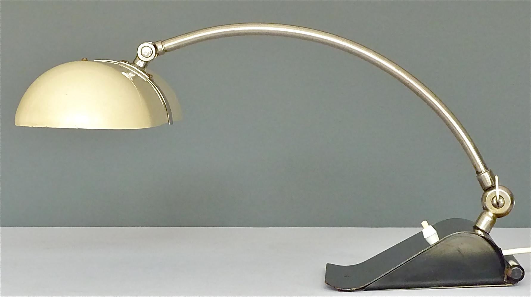 Modernist Kaiser Table Desk Lamp Christian Dell Bauhaus Germany 1930 Black Ivory 3
