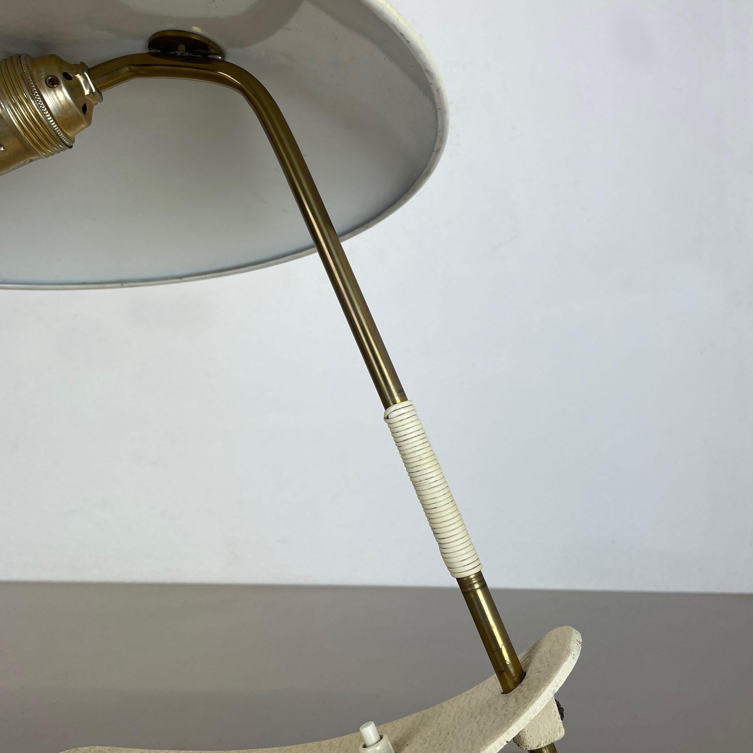 modernist kalmar sytle Bauhaus beige metal + brass Desk Light, Austria, 1950s For Sale 5