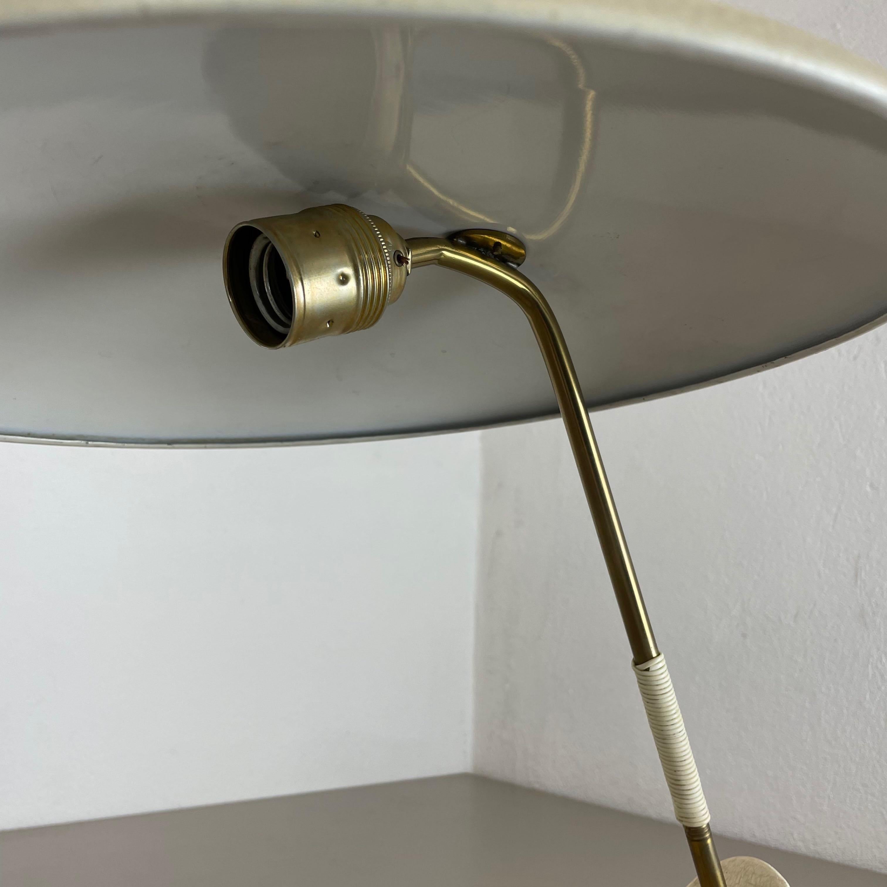modernist kalmar sytle Bauhaus beige metal + brass Desk Light, Austria, 1950s For Sale 7