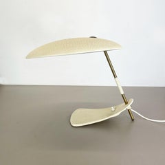 modernist kalmar sytle Bauhaus beige metal + brass Desk Light, Austria, 1950s