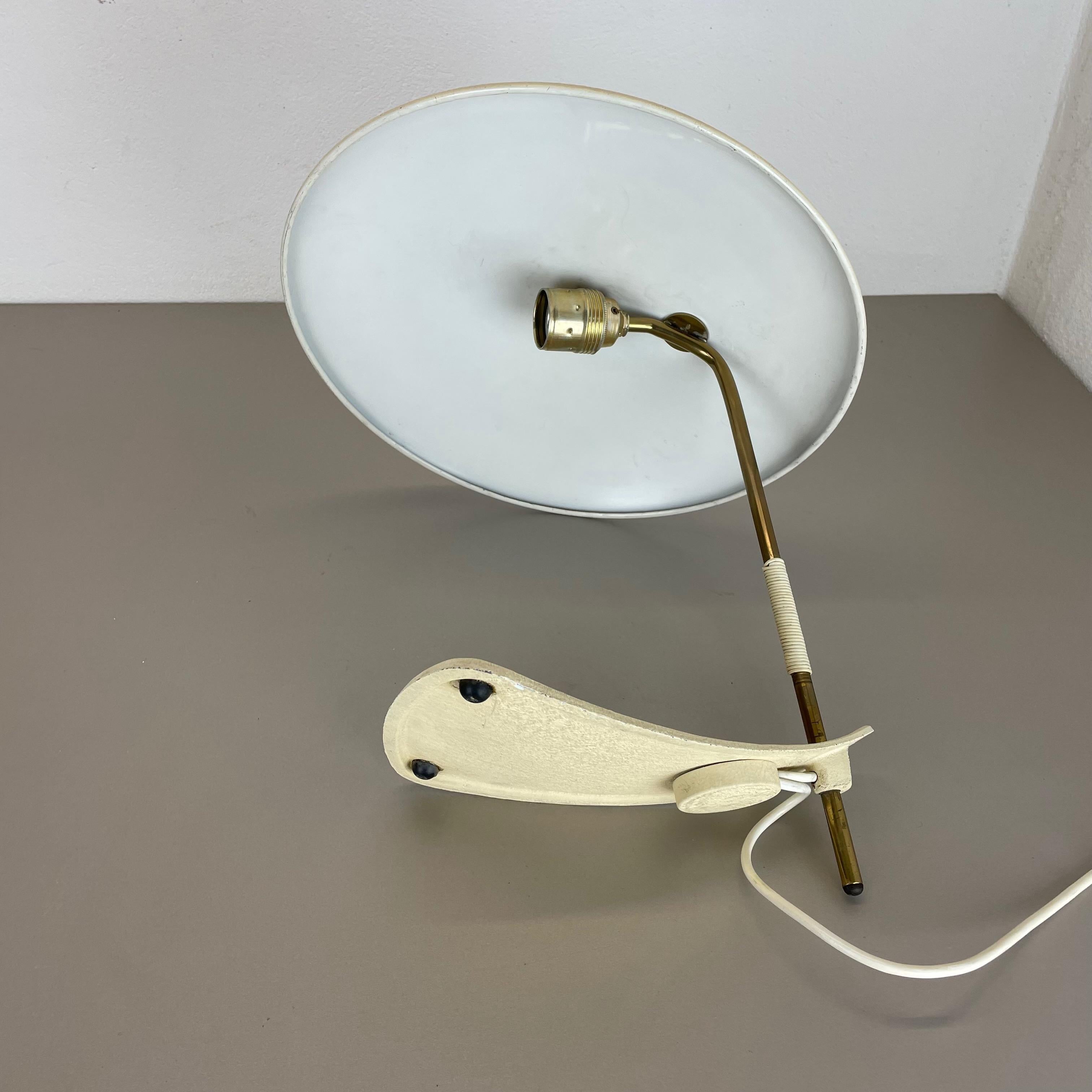 modernist kalmar sytle Bauhaus beige metal + brass Desk Light, Austria, 1950s For Sale 14