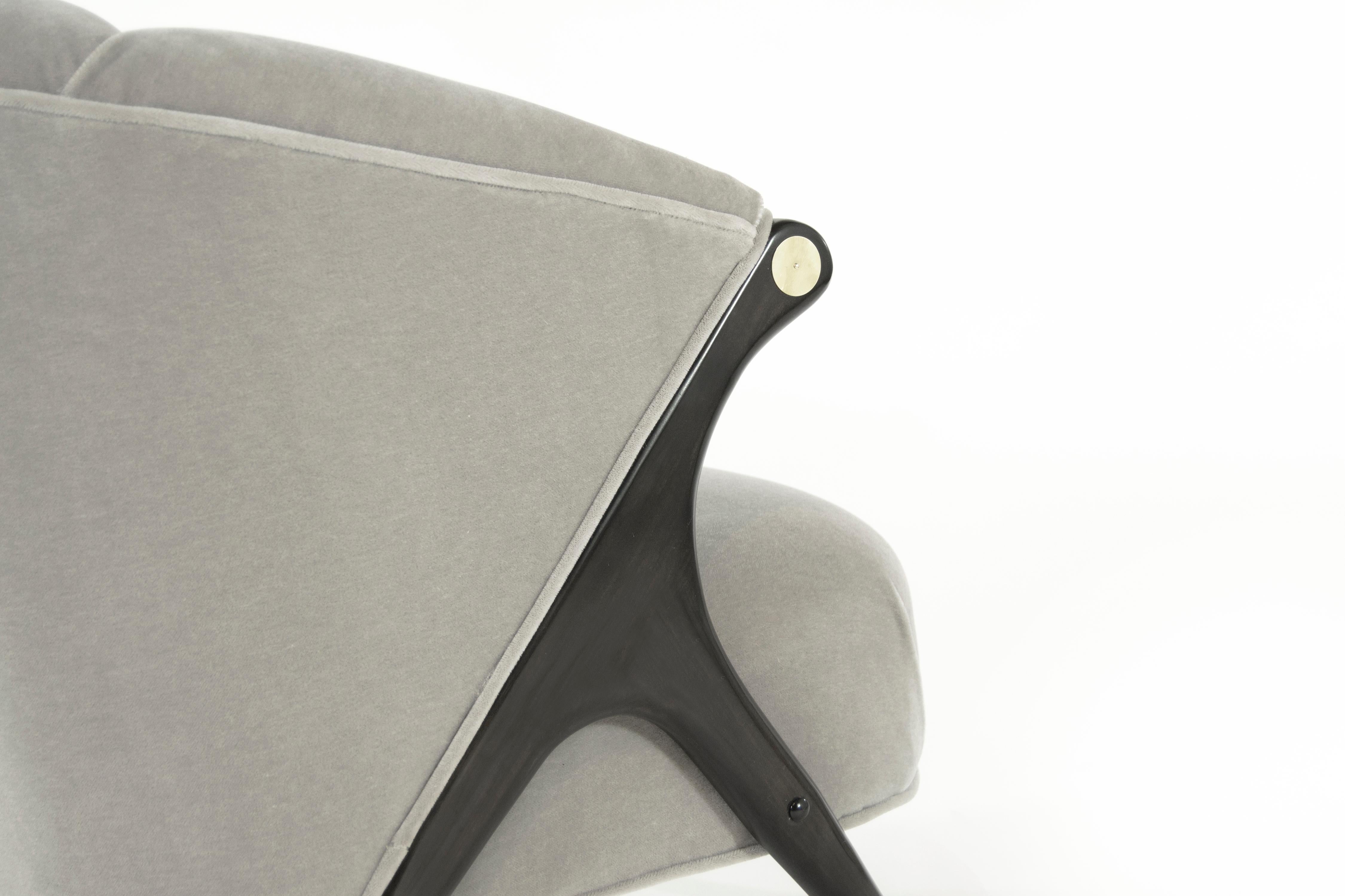 20th Century Modernist Karpen Lounge Chairs in Grey Alpaca Velvet, 1950s