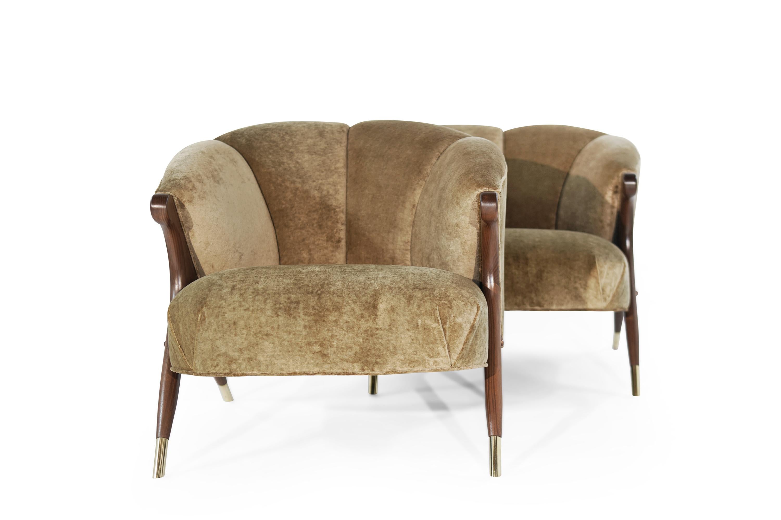 20th Century Modernist Karpen Lounge Chairs in Linen Velvet, 1950s