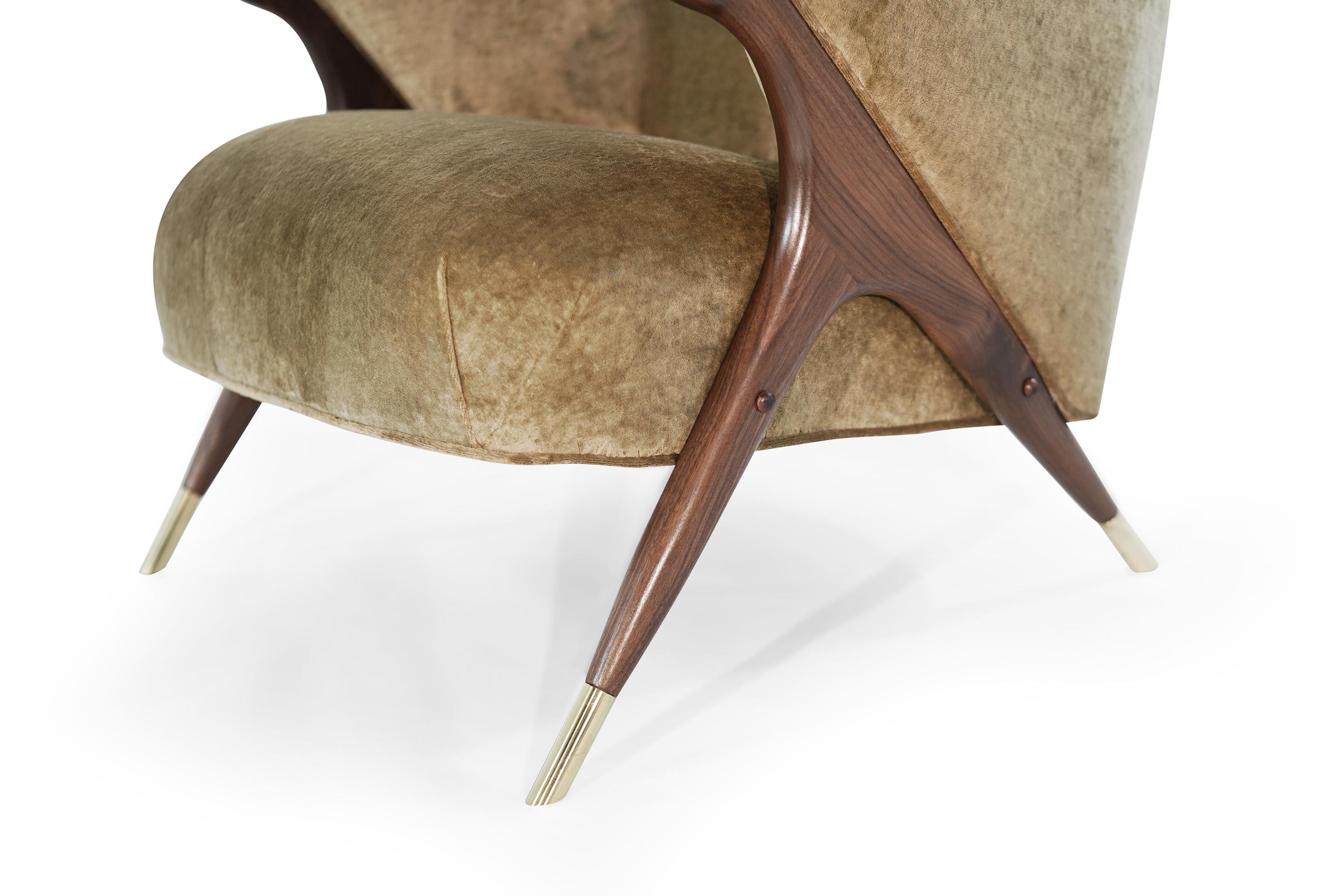 Modernist Karpen Lounge Chairs in Linen Velvet, 1950s 1