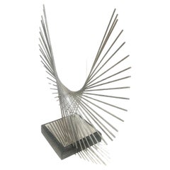 Modernist Kinetic Chrome & Granite Sculpture Circa 1970's