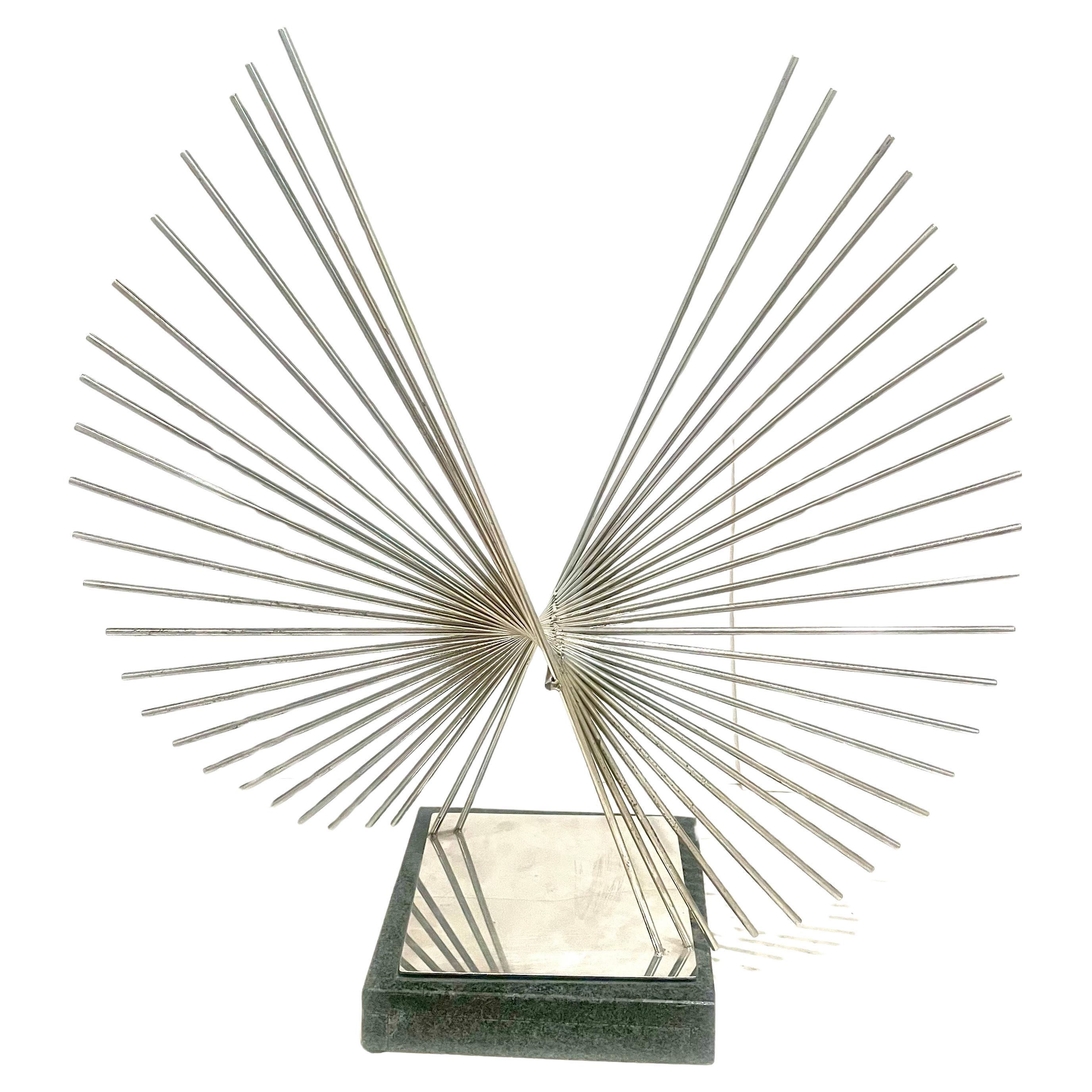 Americano Scultura cinetica modernista in cromo e granito, circa anni '70 in vendita