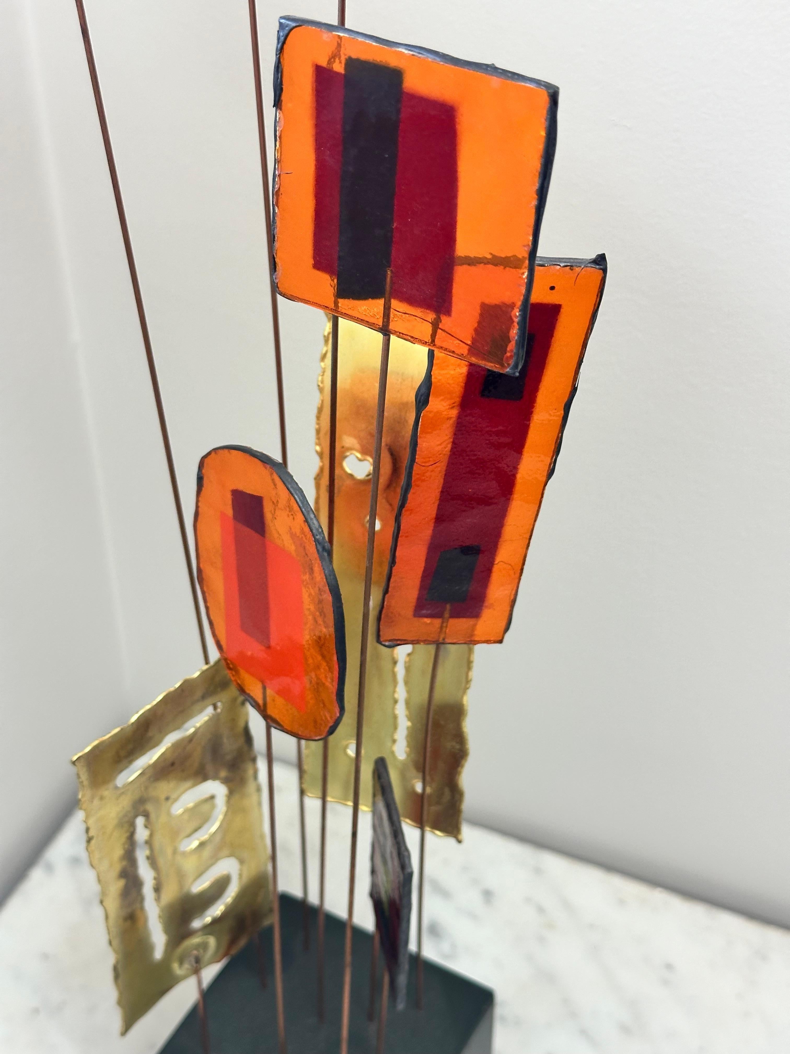 Metal Modernist Kinetic Table Sculpture by C. Jeré