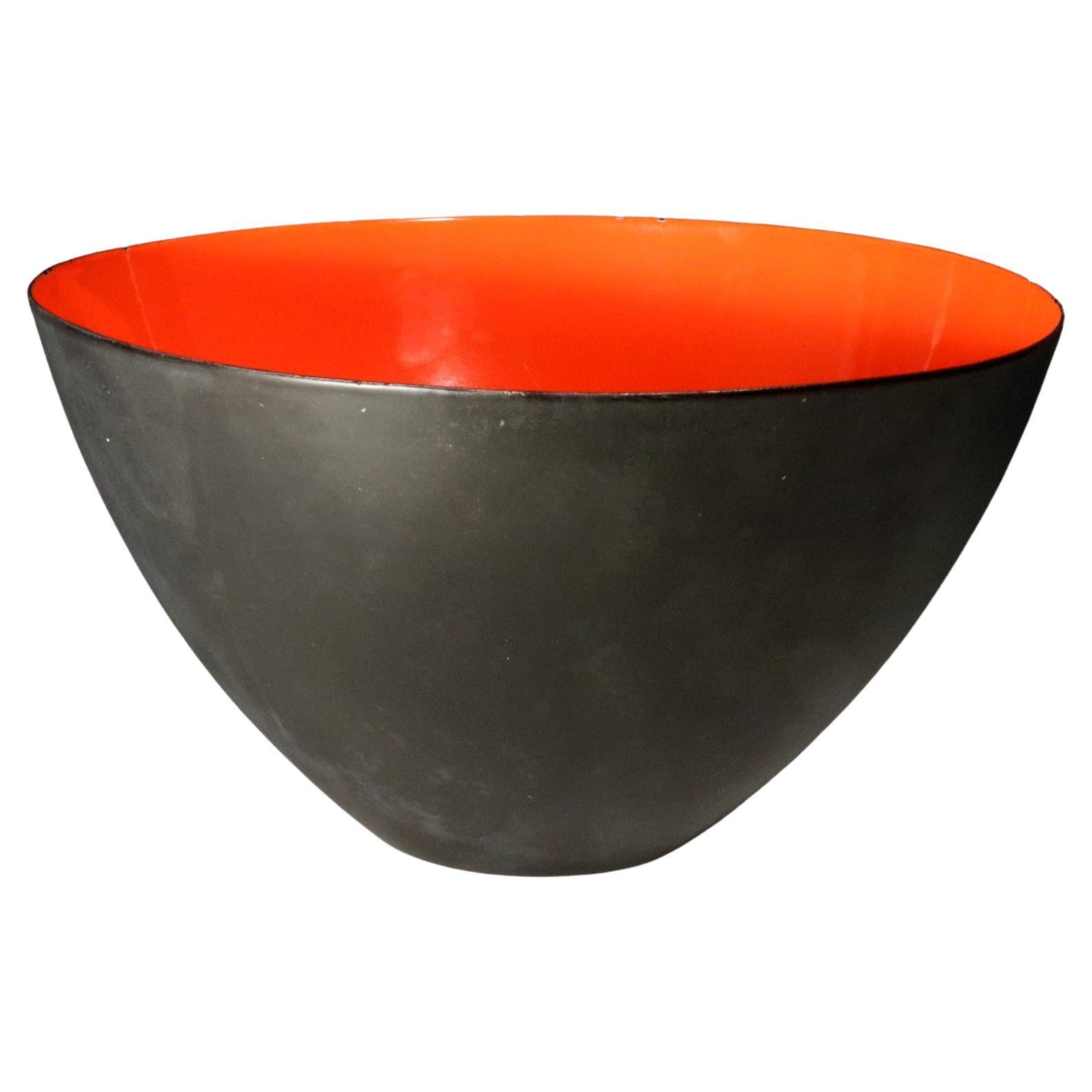 Modernist Kranit Bowl in Black Steel and Red Enamel, by Herbert Krenchel