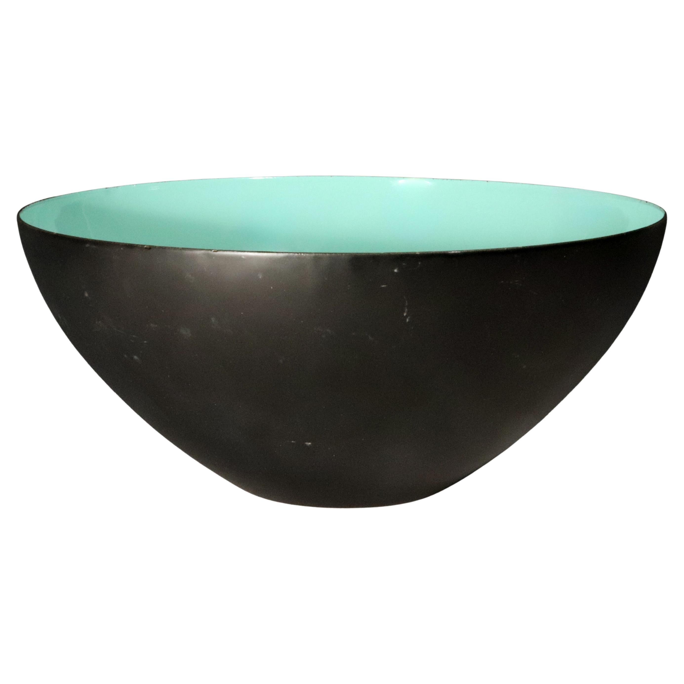Cuenco esmaltado modernista Krenit negro y verde aguamarina