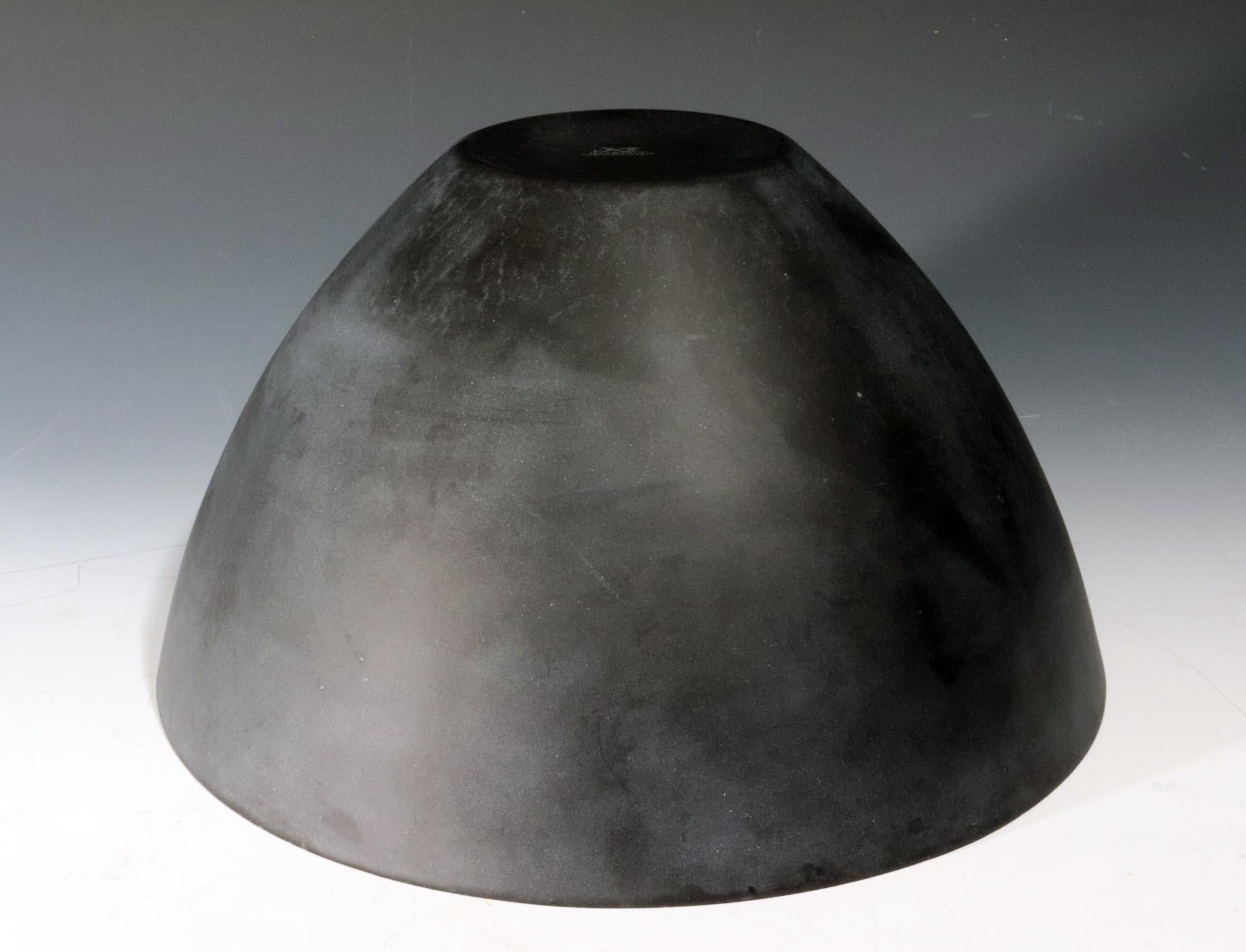 Scandinavian Modern Modernist Krenit Bowl in Black Steel and Robins-Egg Blue Enamel Interior For Sale