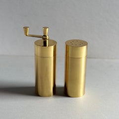 Modernist Lacquered Brass Pepper Mill and Salt Shaker, Italy, Original Box, 1960