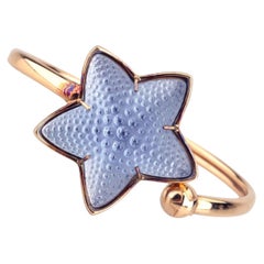 Vintage Modernist Lalique Blue Crystal Starfish Bracelet-Inspired by Nature