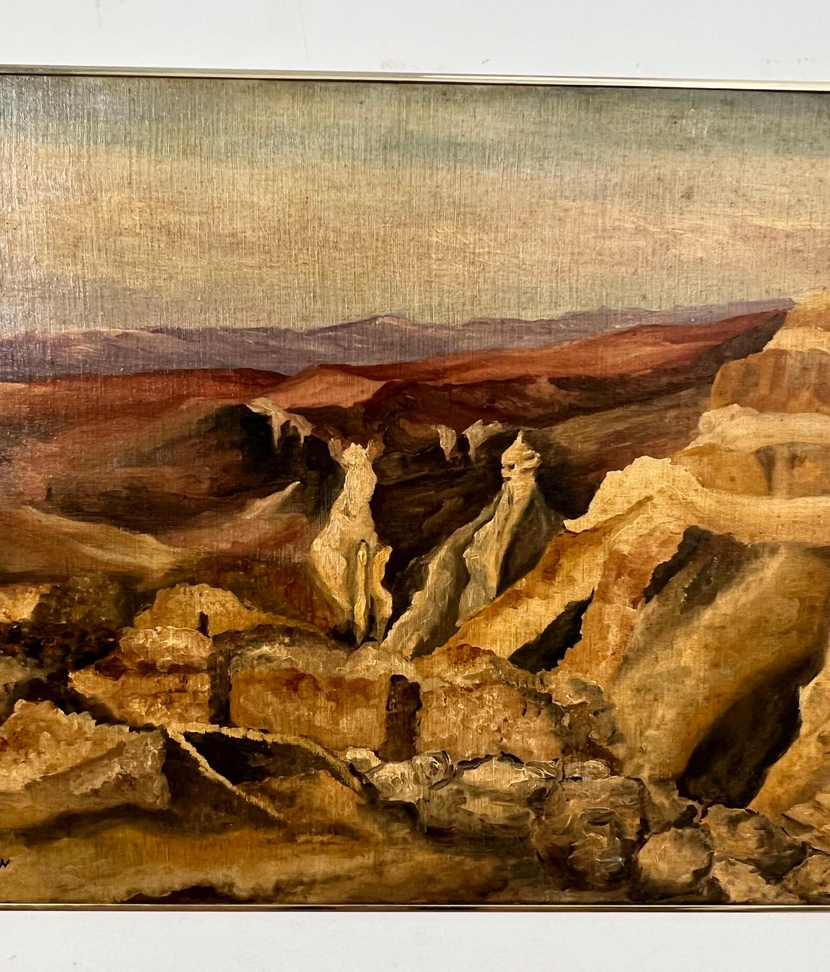 Israeli Modernist Landscape Signed M. Steinberg of the Masada Region, Israel, D.1977 For Sale