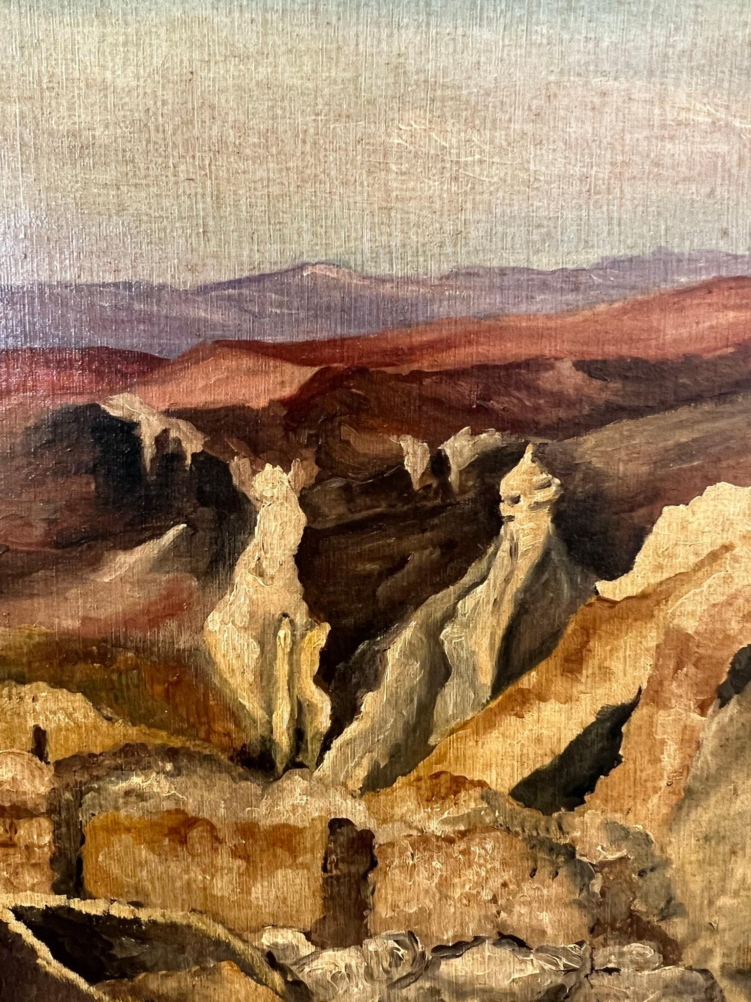 Late 20th Century Modernist Landscape Signed M. Steinberg of the Masada Region, Israel, D.1977 For Sale