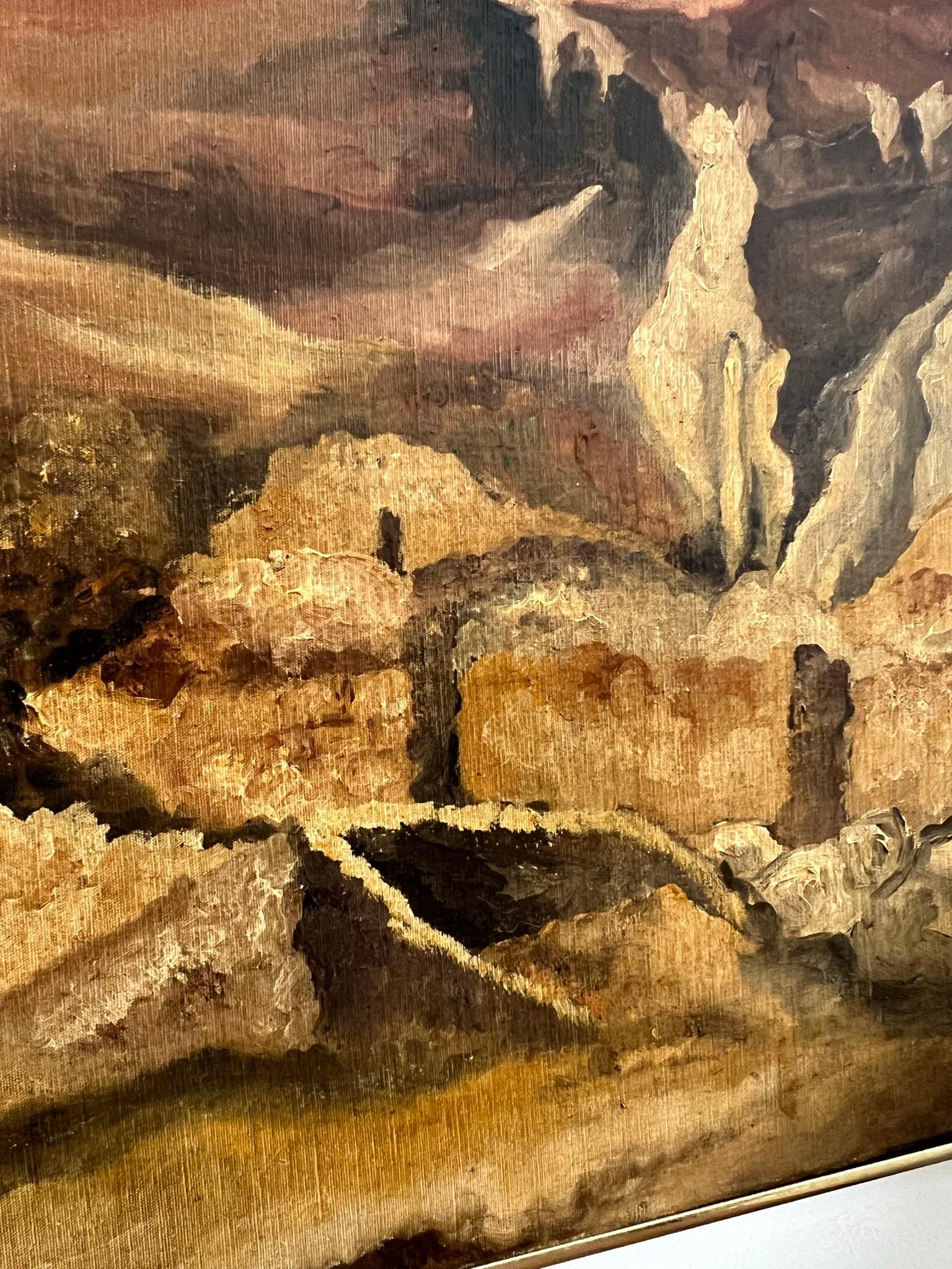 Paint Modernist Landscape Signed M. Steinberg of the Masada Region, Israel, D.1977 For Sale