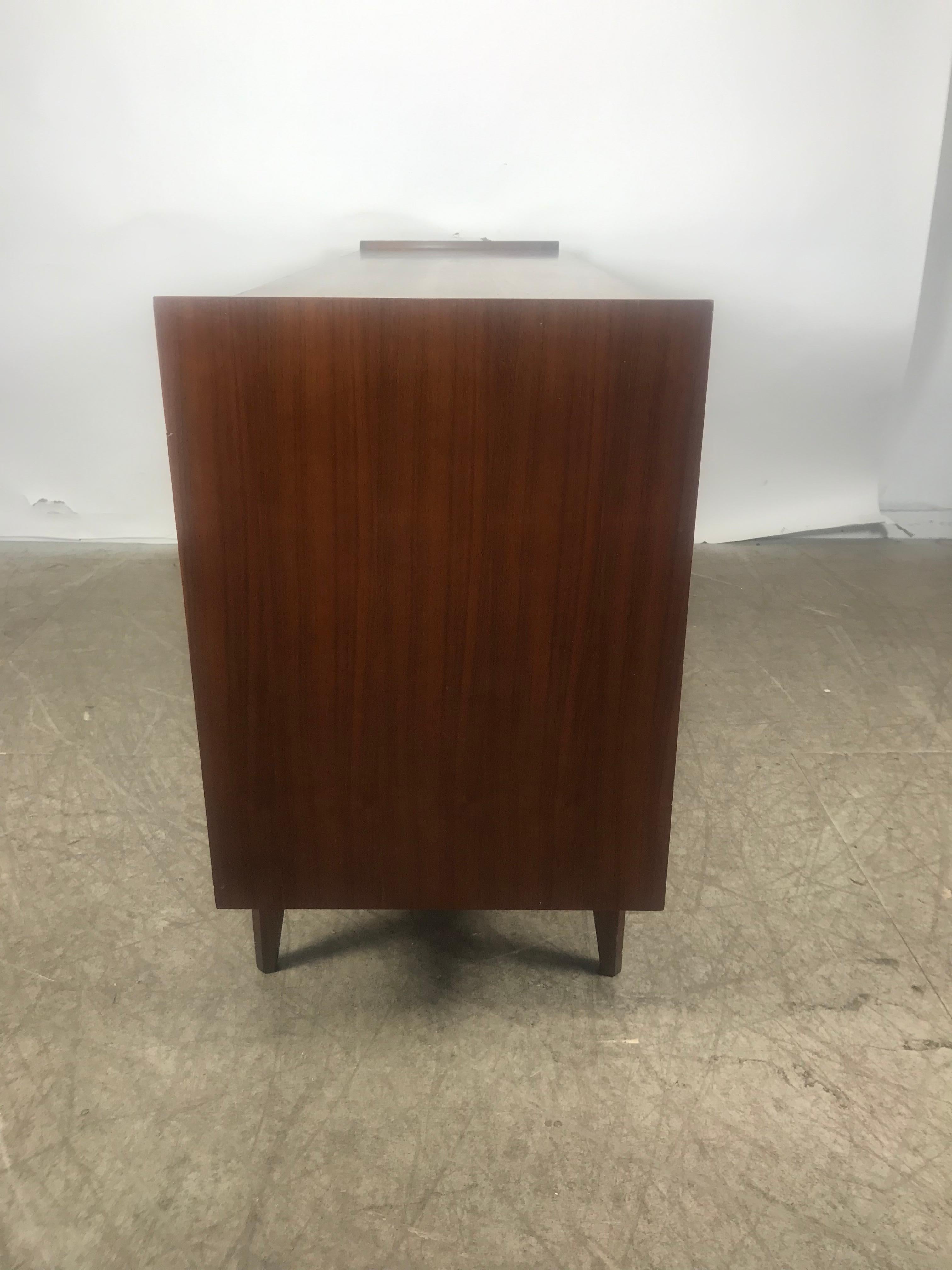 Modernist Lane First Edition Long Walnut Credenza / Dresser Scandia Line In Good Condition In Buffalo, NY