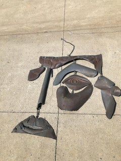 Modernist Large Copper Mobile Hearts and Eyes by Merle Steir MoMA Signed