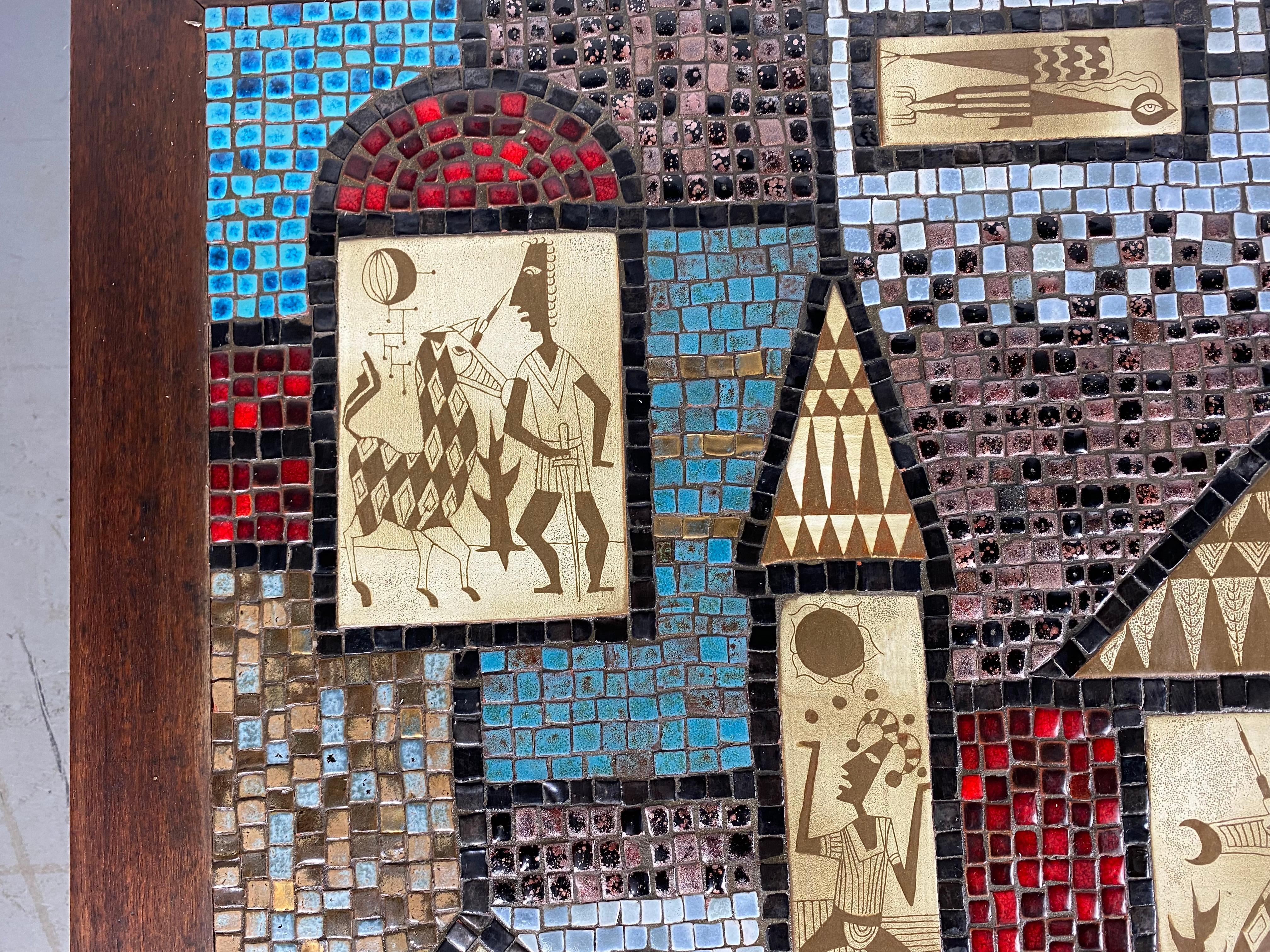 Großer modernistischer Cocktailtisch mit Mosaikfliesenplatte von David Holleman (Keramik) im Angebot