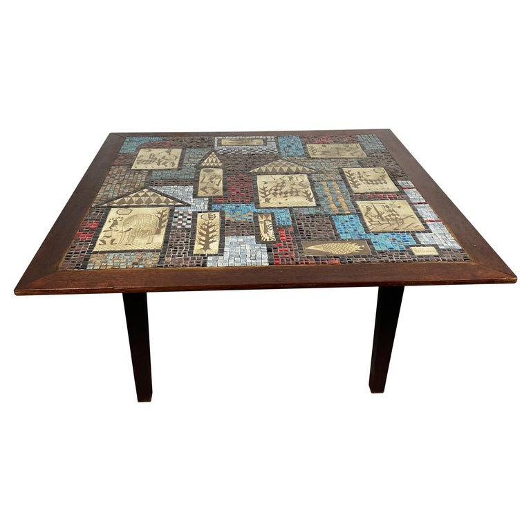 Modernist Large Mosaic Tile Top Cocktail Table by David Holleman For