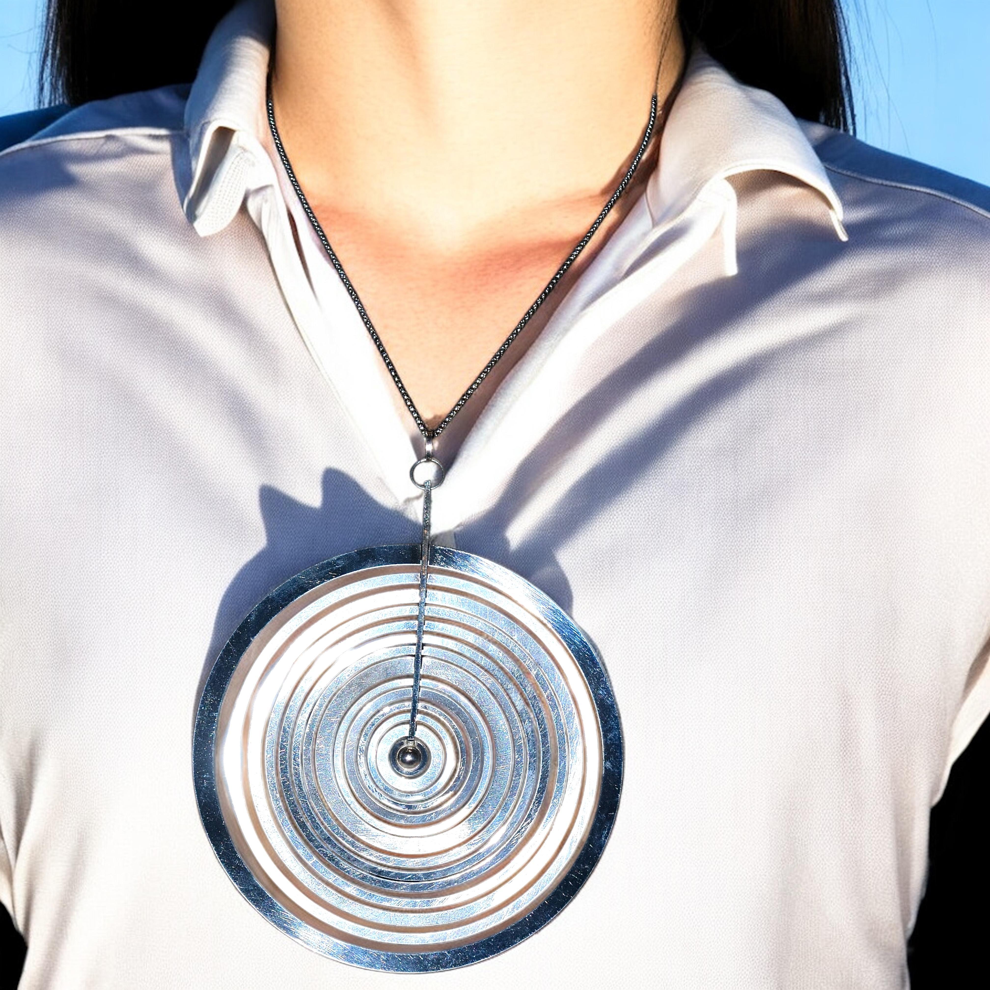 Modernist Largest Version Sterling Silver Moon Pendant, Tapio Wirkkala, c. 1971 In Good Condition In Aspen, CO