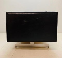 Modernist Leather and Steel Sofa by Christen Sorensen, Ebena / Lasalle