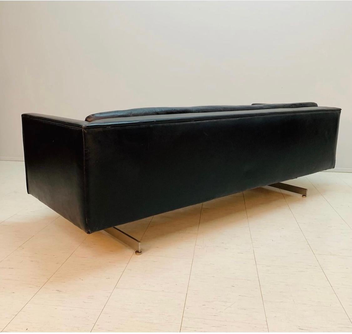 Mid-Century Modern Modernist Leather and Steel Sofa by Christen Sorensen, Ebena / Lasalle