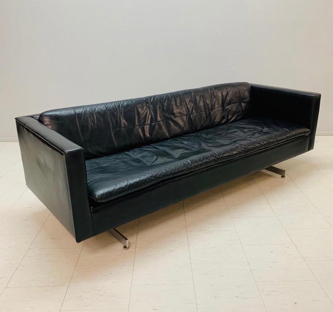 Late 20th Century Modernist Leather and Steel Sofa by Christen Sorensen, Ebena / Lasalle