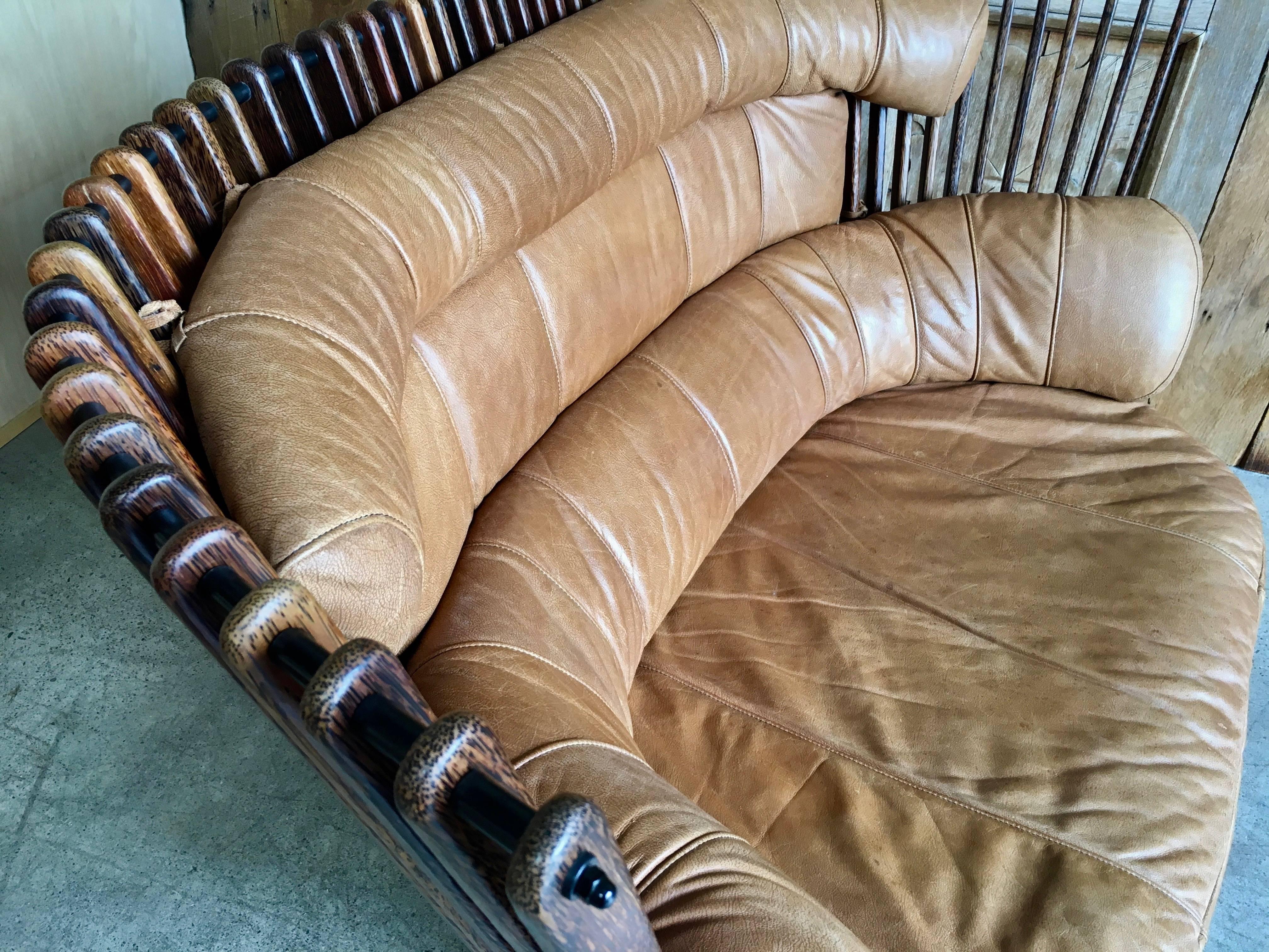 Modernist Leather Settee by Pacific Green 12