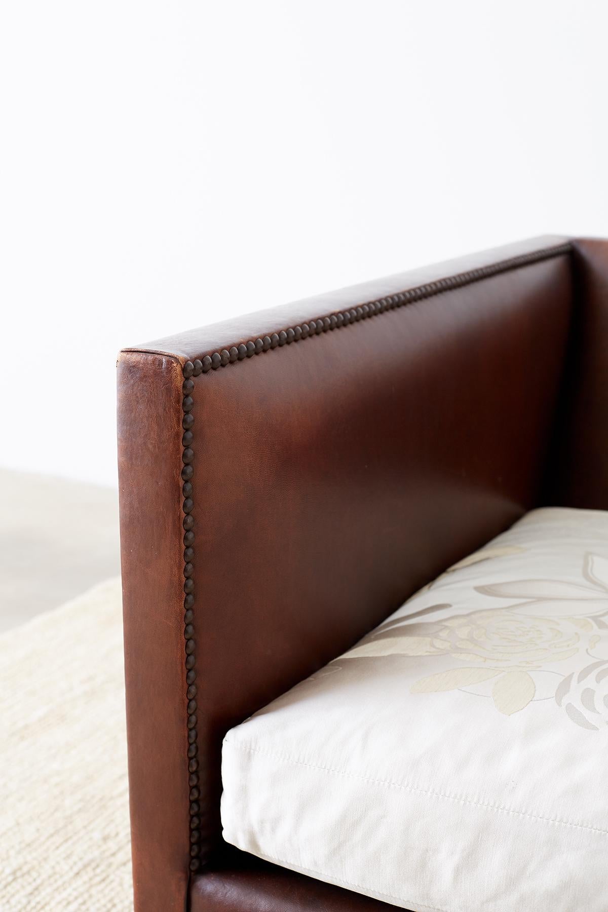 Modernist Leather Three-Seat Case Sofa 4