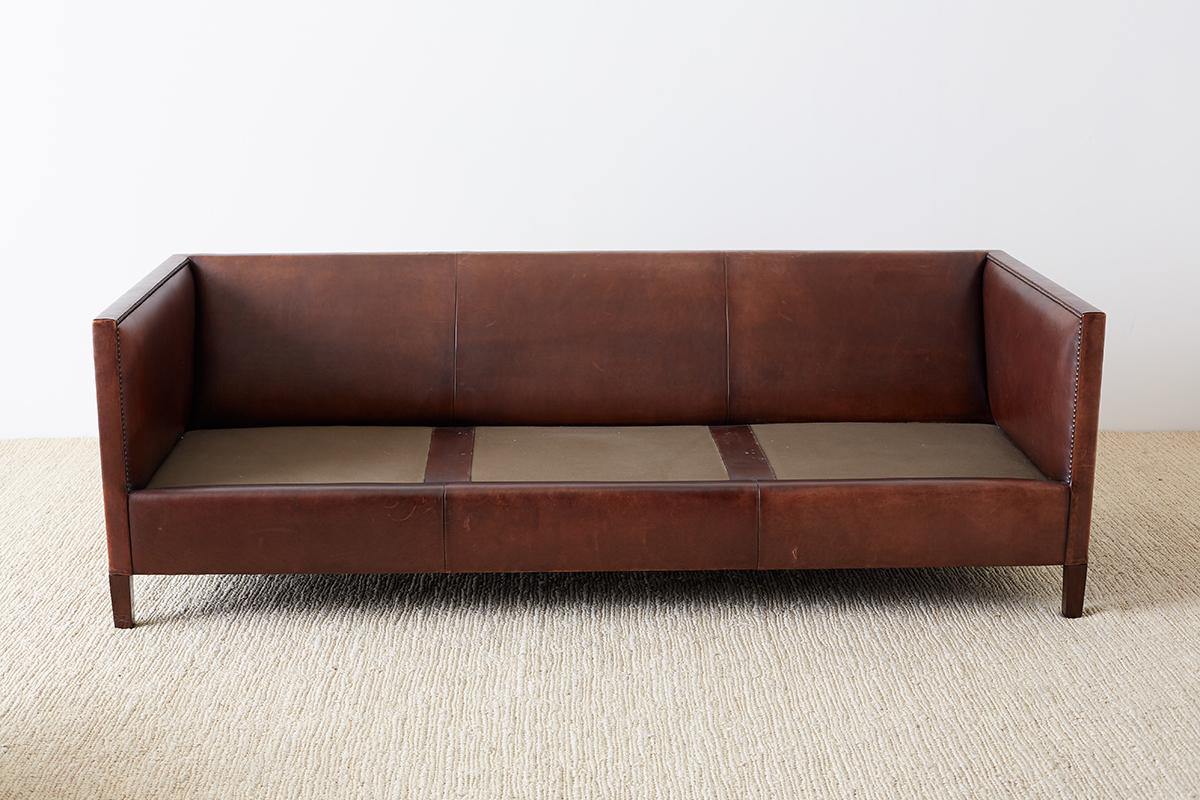 Modernist Leather Three-Seat Case Sofa 7