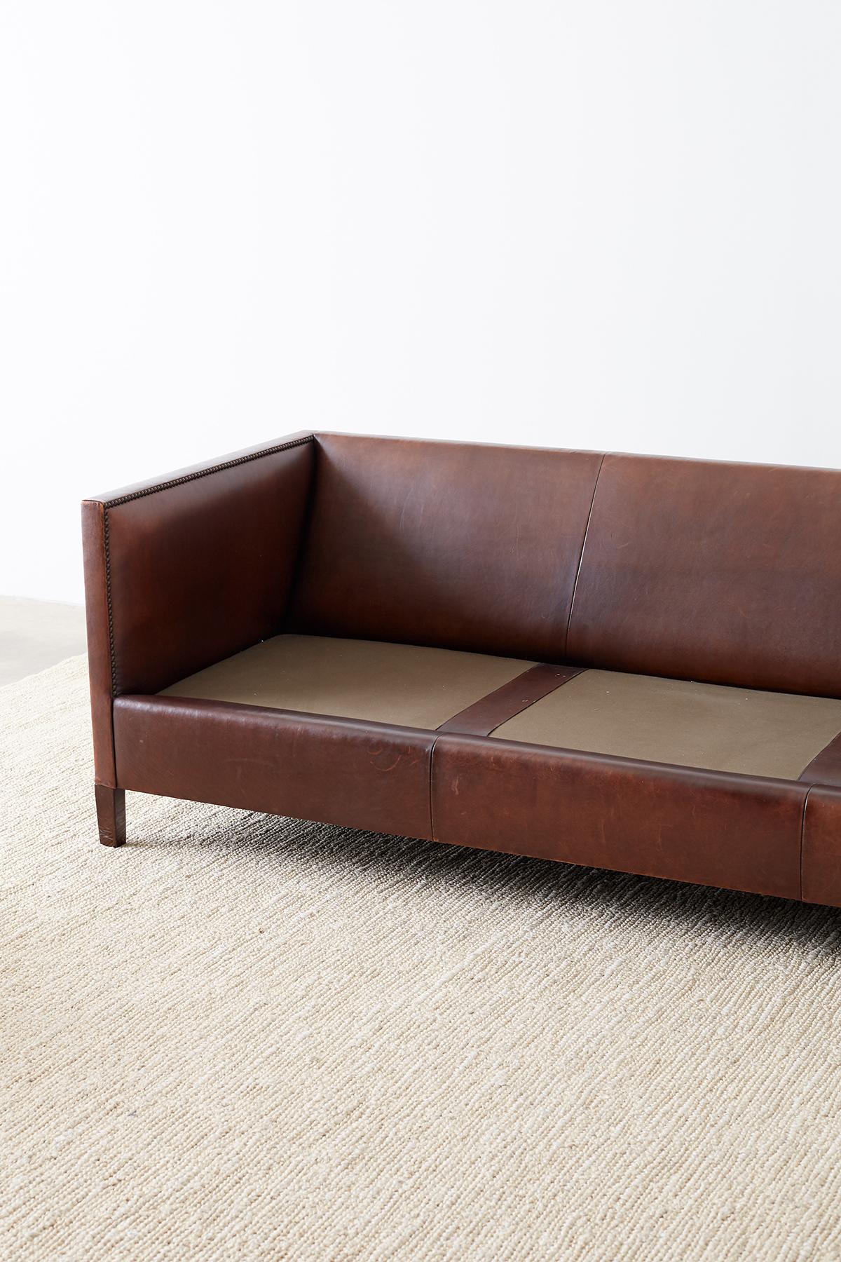 Modernist Leather Three-Seat Case Sofa 8