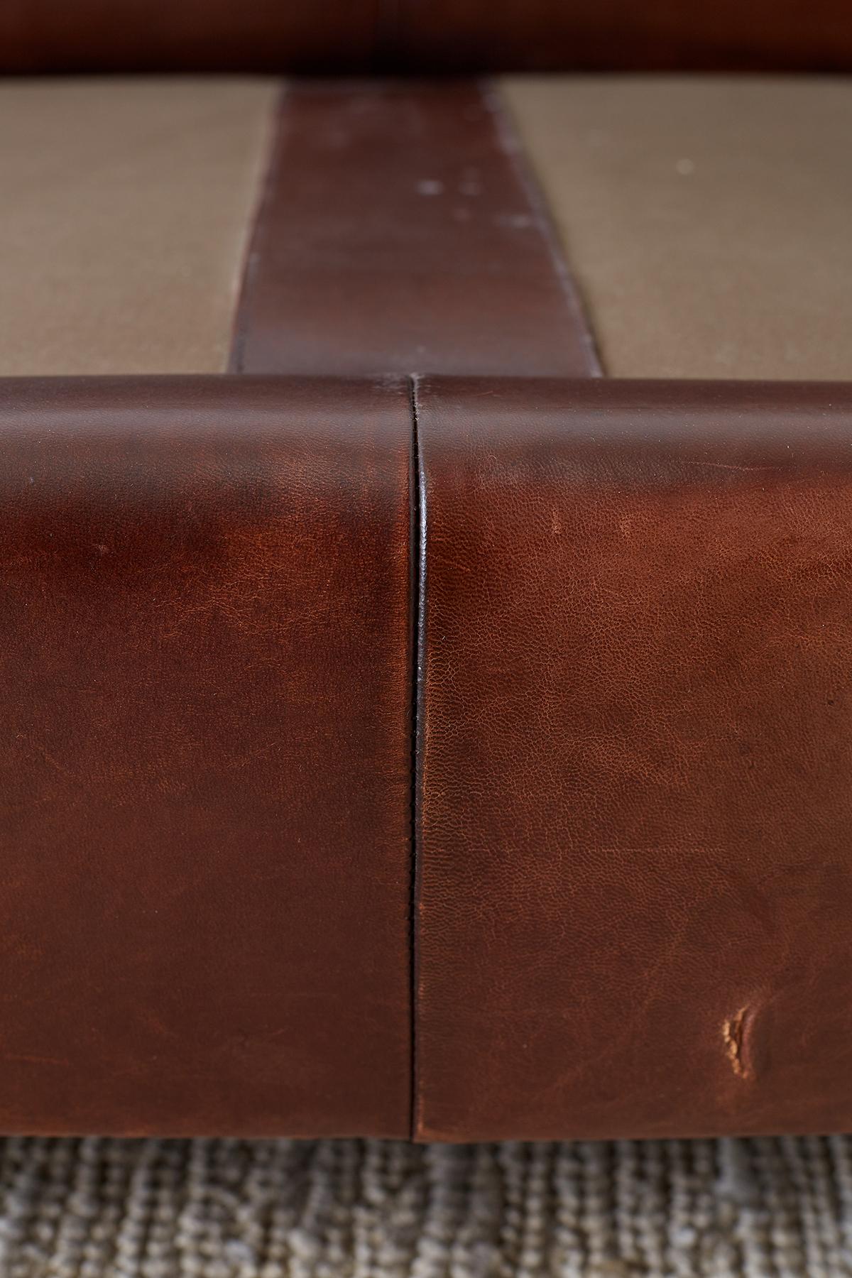 Modernist Leather Three-Seat Case Sofa 10