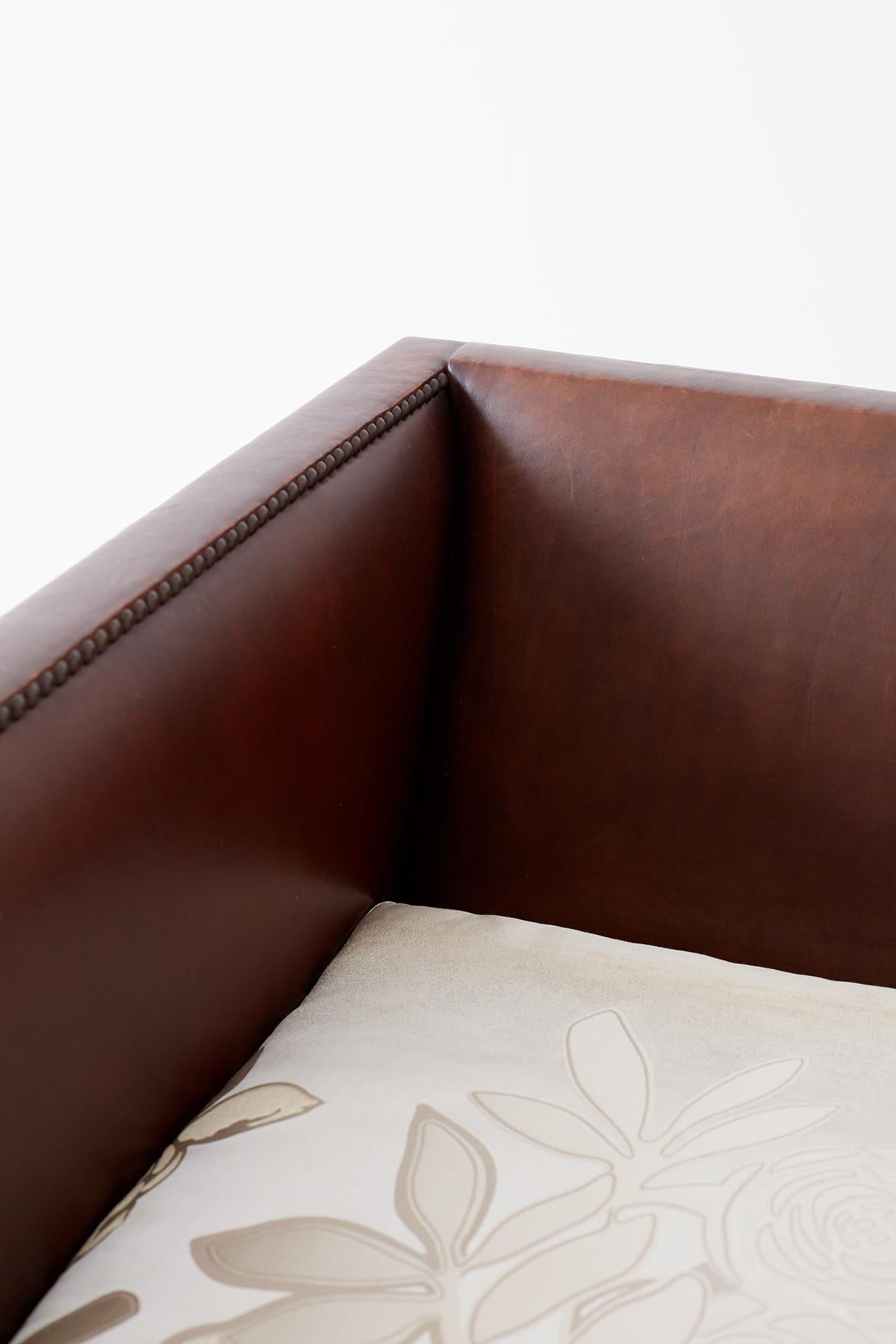 Modernist Leather Three-Seat Case Sofa 11