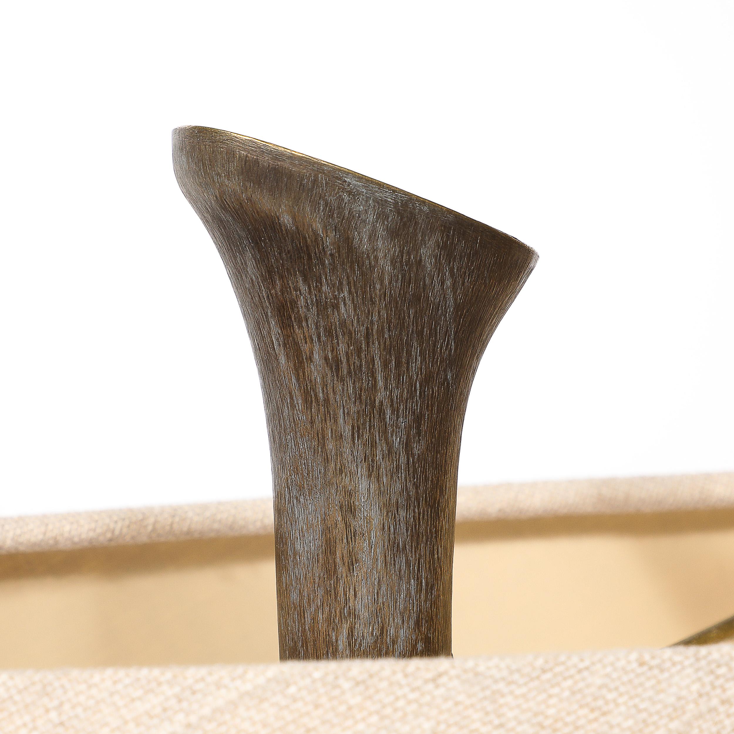 Modernistische Lelì tischlampe aus bronze mit ovalem schirm von Romeo Sozzi 4