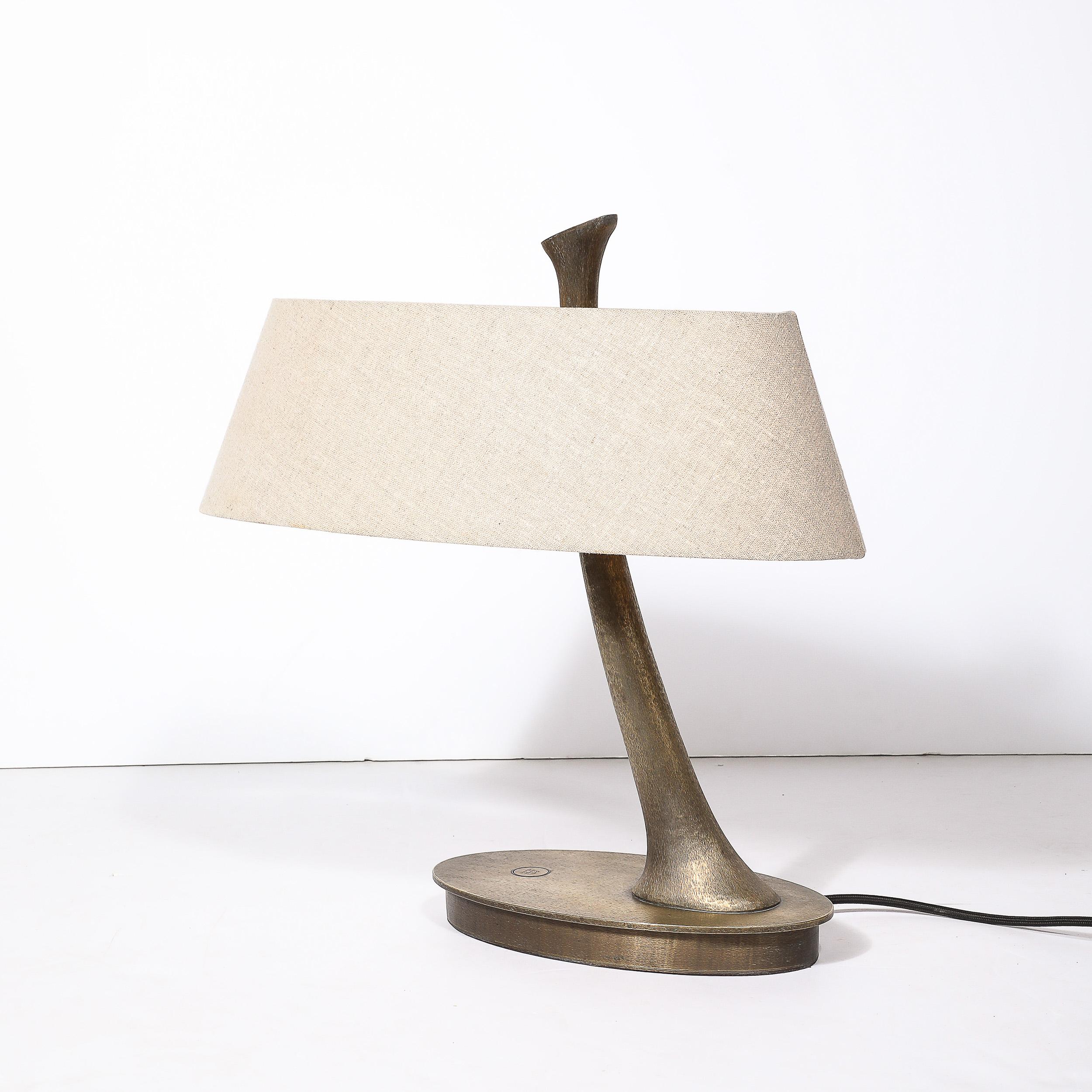 Modernistische Lelì tischlampe aus bronze mit ovalem schirm von Romeo Sozzi 6