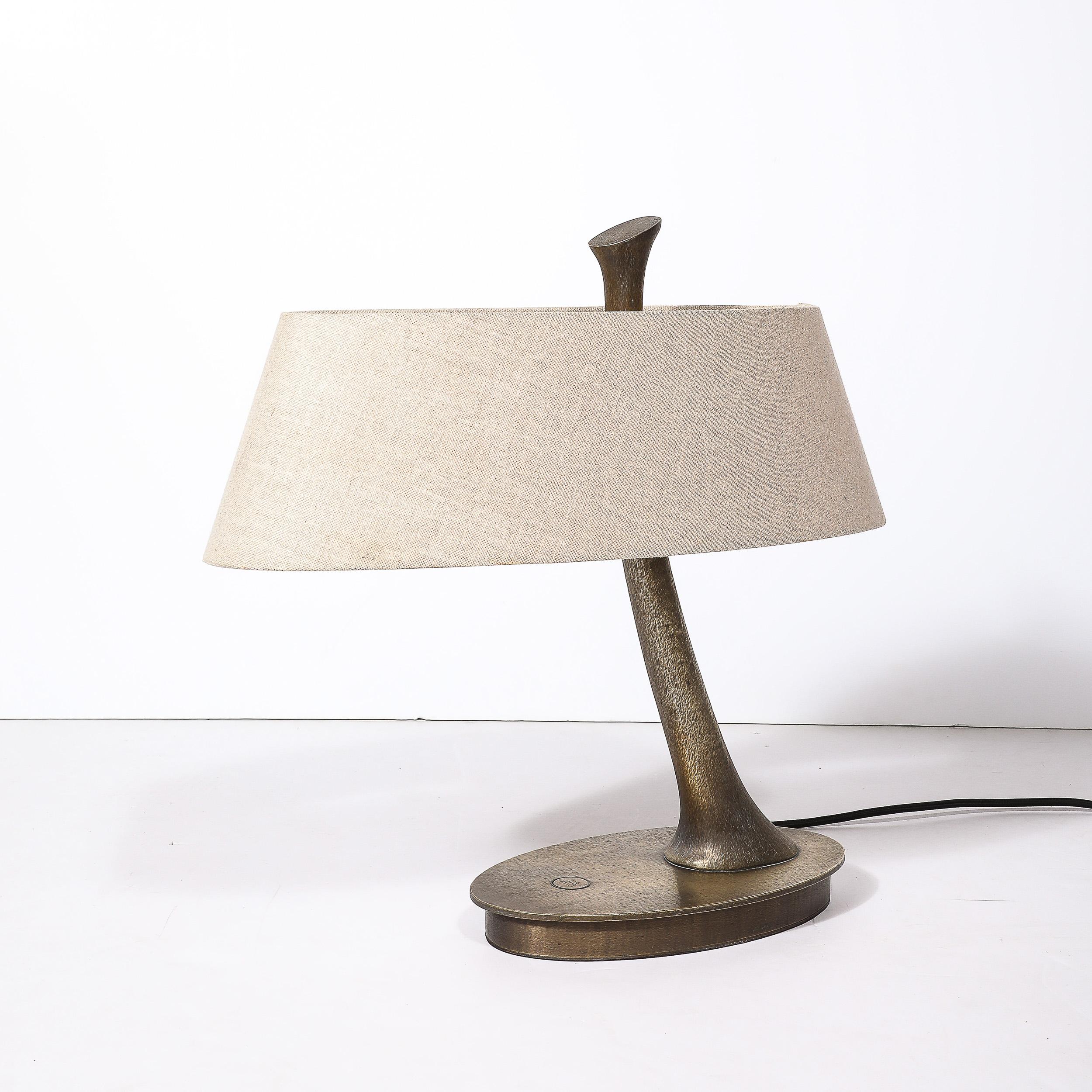 Modernistische Lelì tischlampe aus bronze mit ovalem schirm von Romeo Sozzi (20. Jahrhundert)