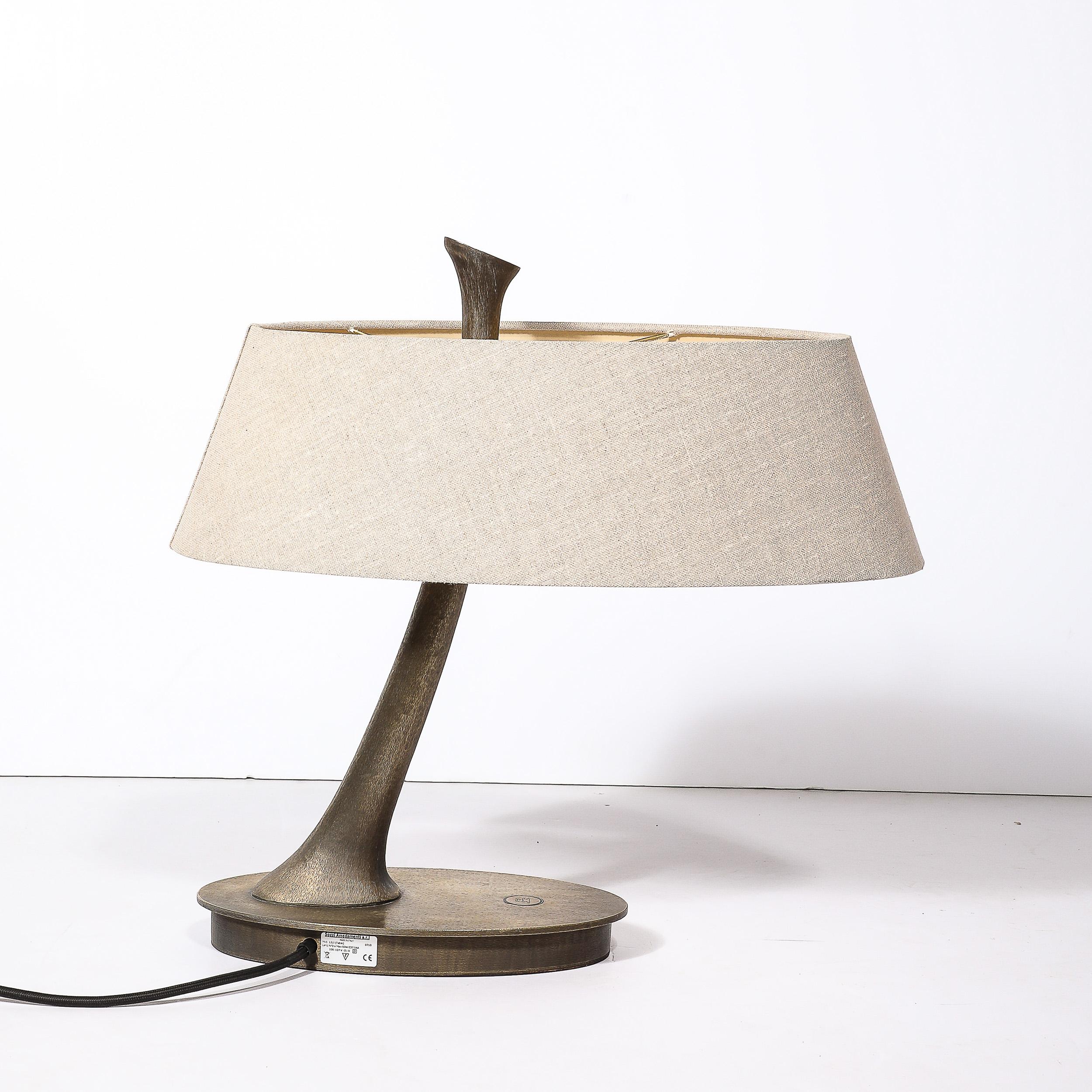 Modernistische Lelì tischlampe aus bronze mit ovalem schirm von Romeo Sozzi 1