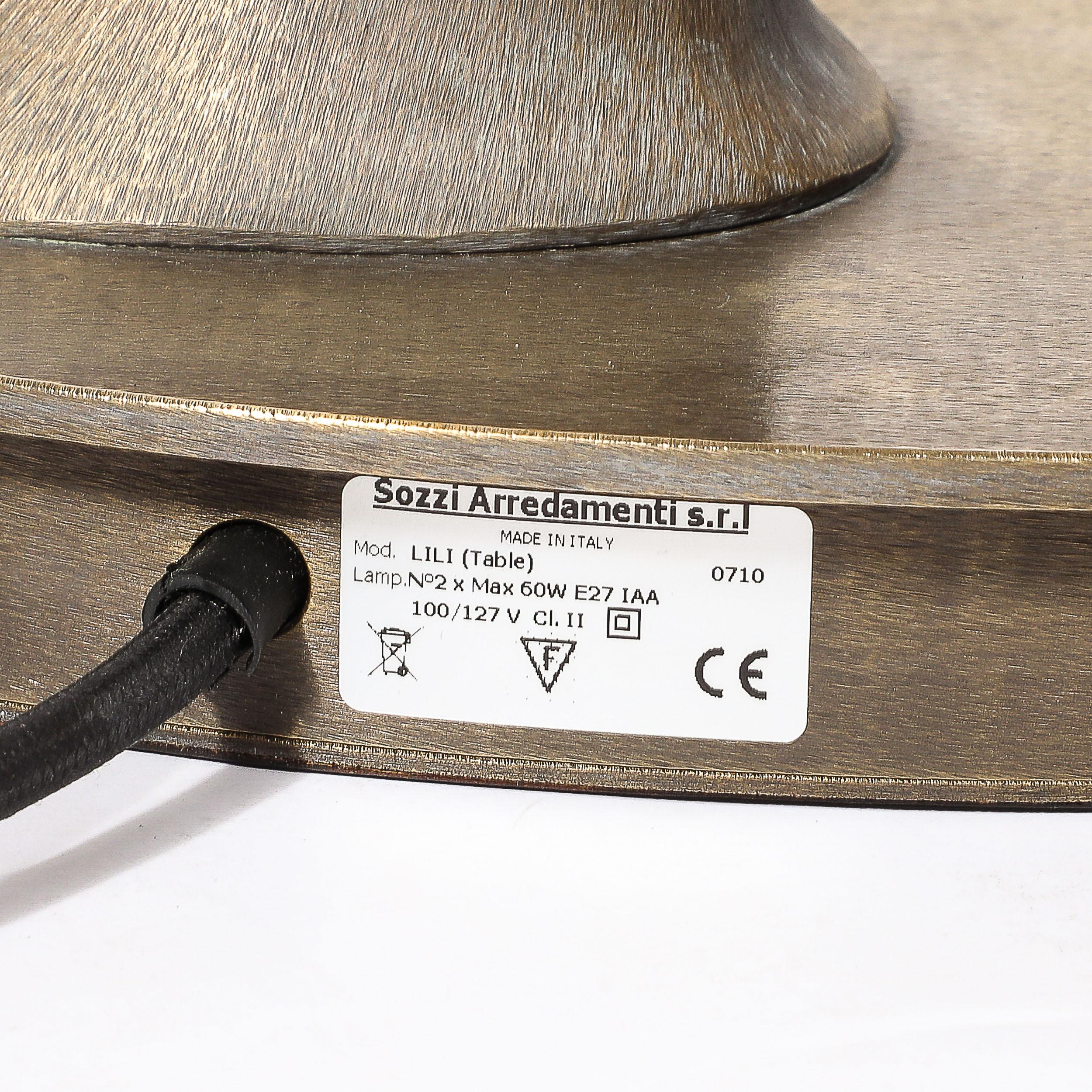 Modernistische Lelì tischlampe aus bronze mit ovalem schirm von Romeo Sozzi 2