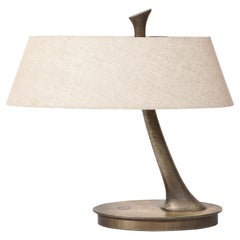 Modernistische Lelì tischlampe aus bronze mit ovalem schirm von Romeo Sozzi