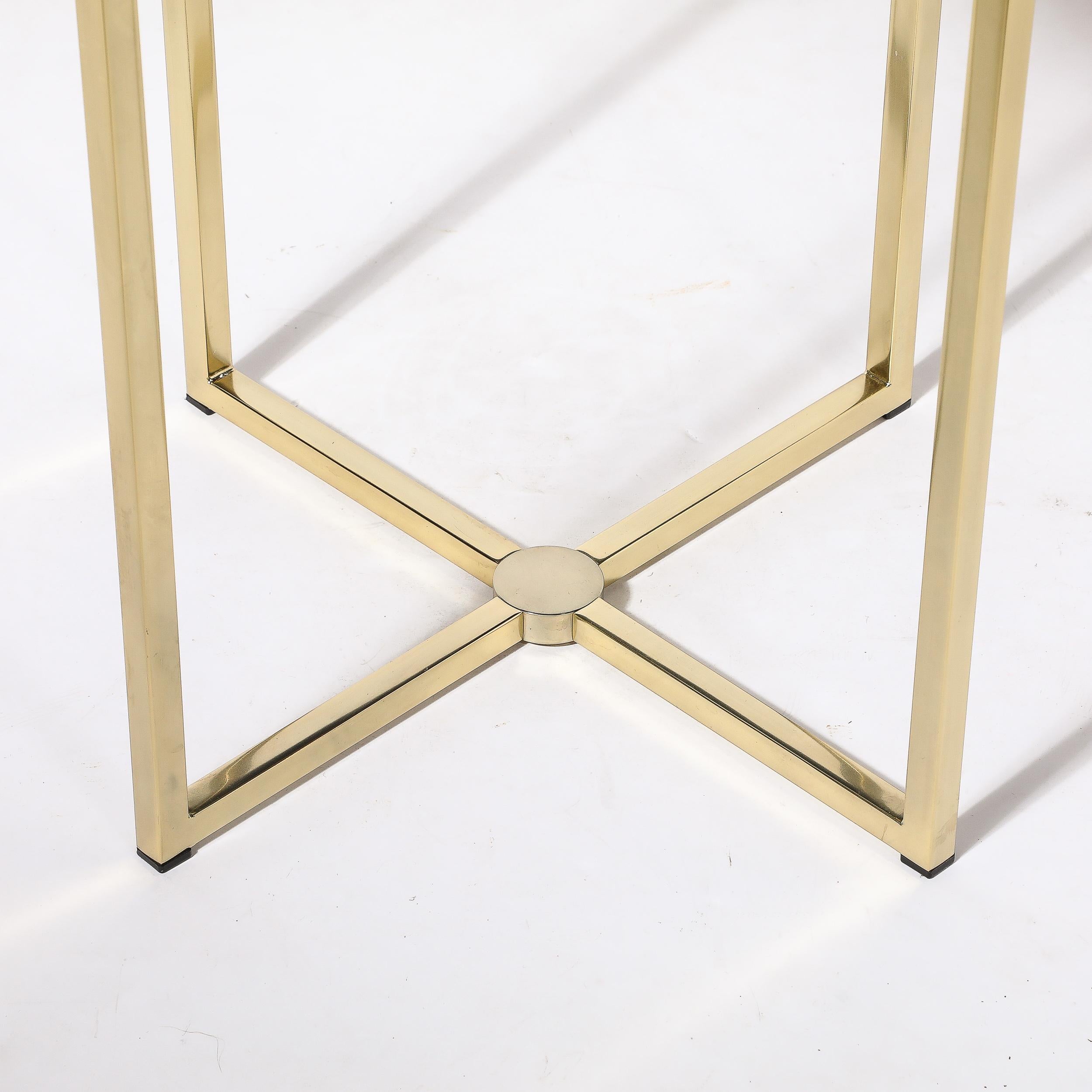 Modernist Lens Side Table in Ruby Lucite and Brass by McCollin Bryan 1