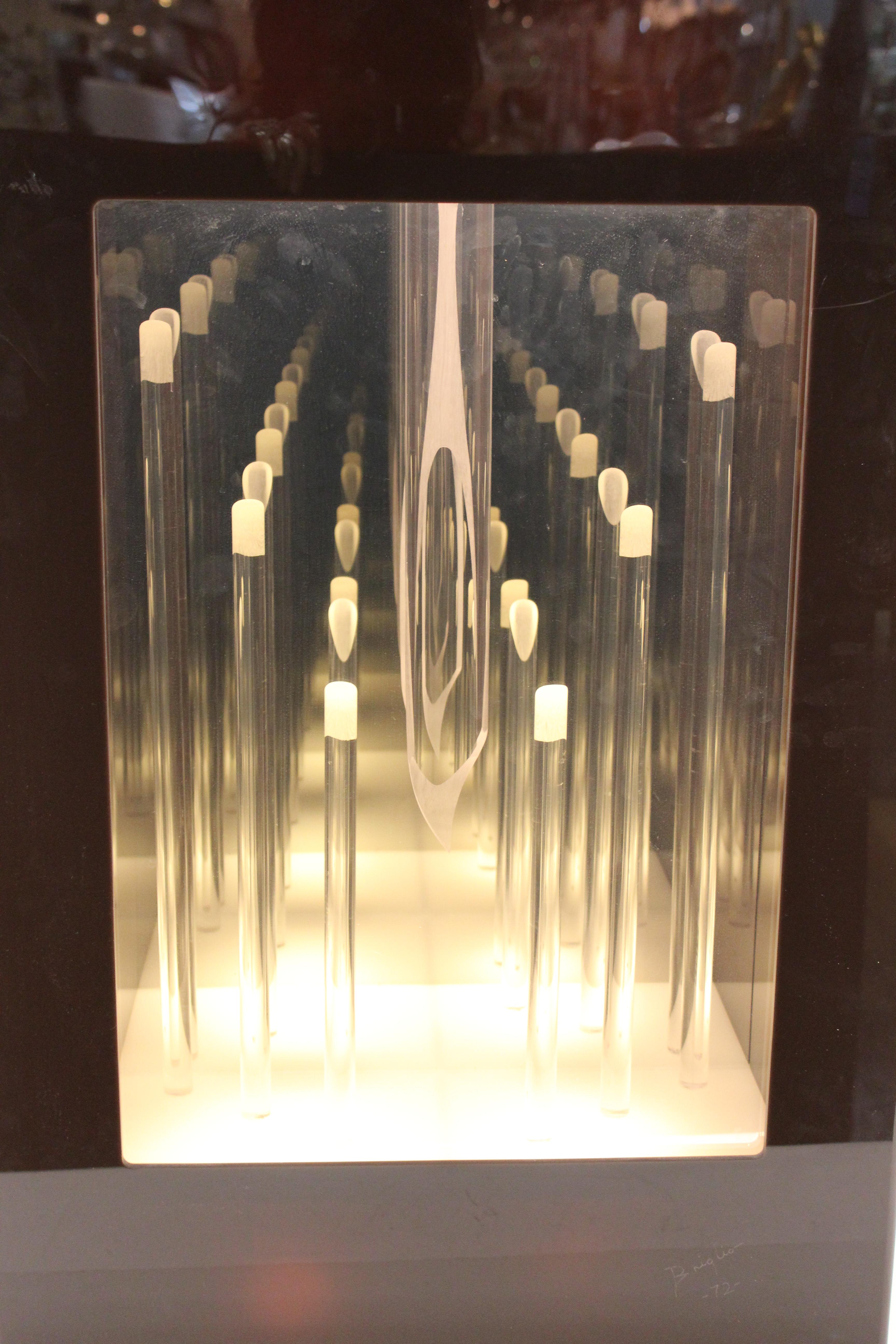 European Modernist Light Box with Sculptural Interior, Signed Briglio