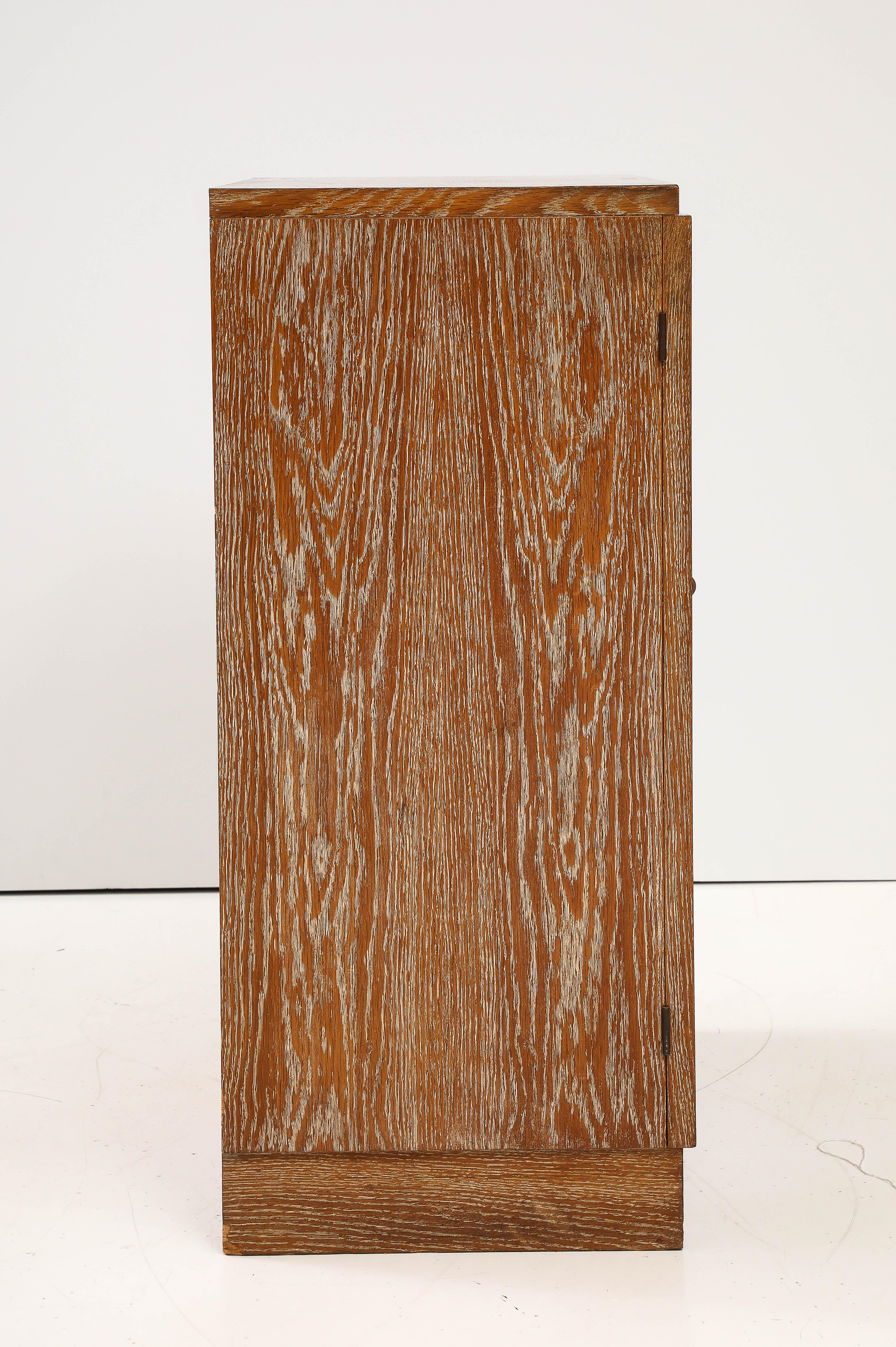 Modernist Limed Oak Cabinet, France, c. 1930-40 For Sale 3