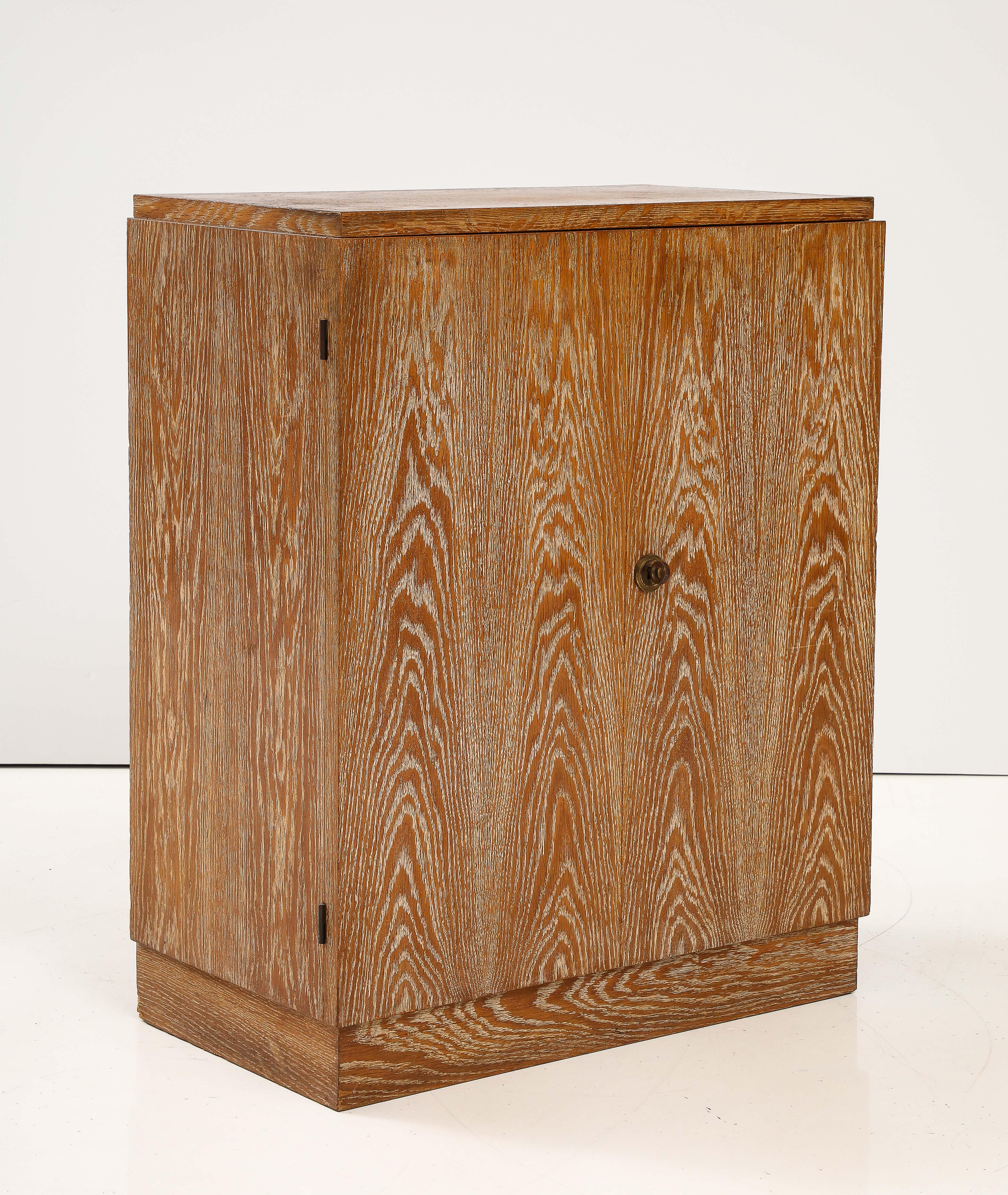 Modernist Limed Oak Cabinet, France, c. 1930-40 In Good Condition For Sale In Brooklyn, NY