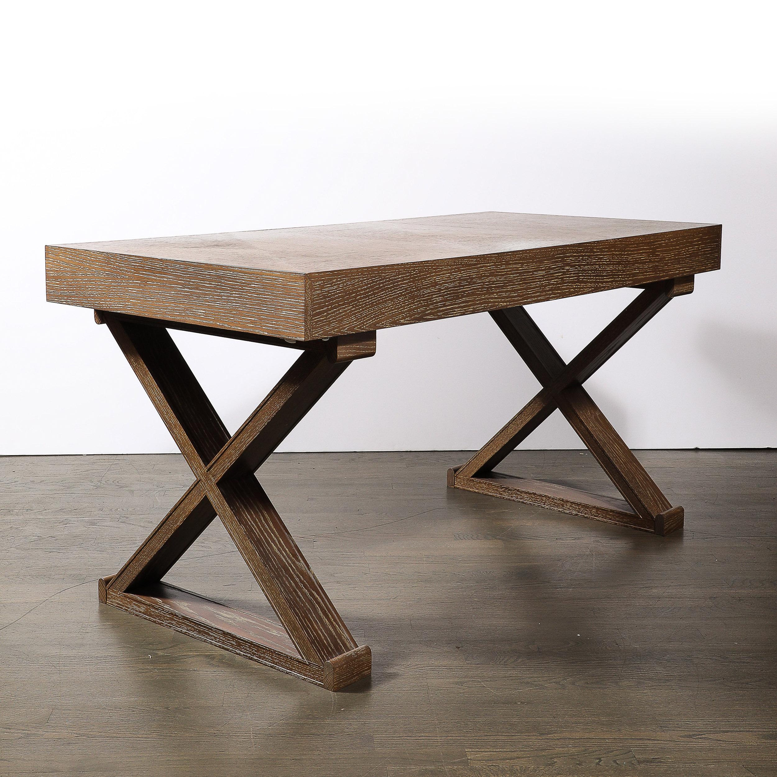 Modernist Limed Oak Frank X Base Desk by Mattaliano 5