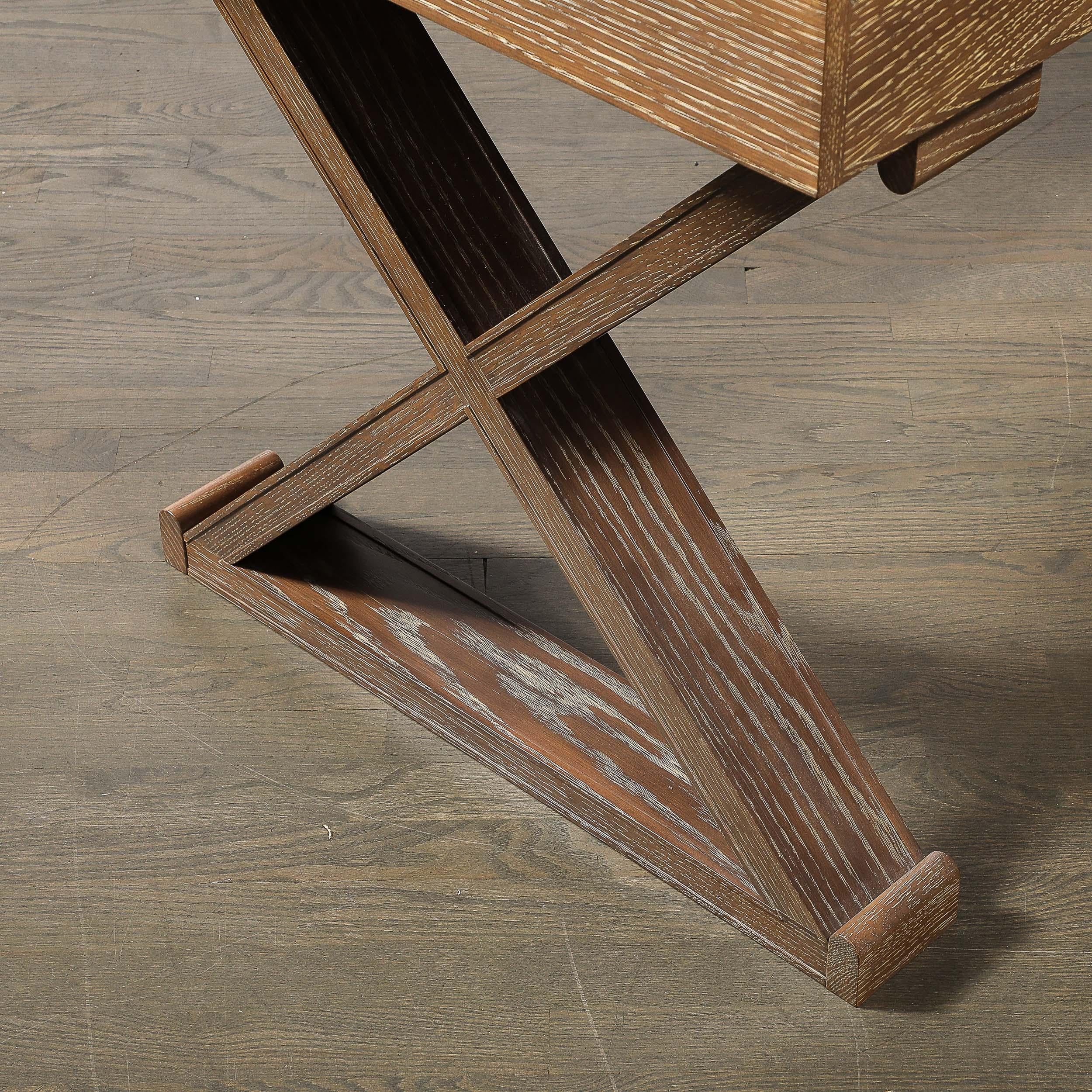 Modernist Limed Oak Frank X Base Desk by Mattaliano 6