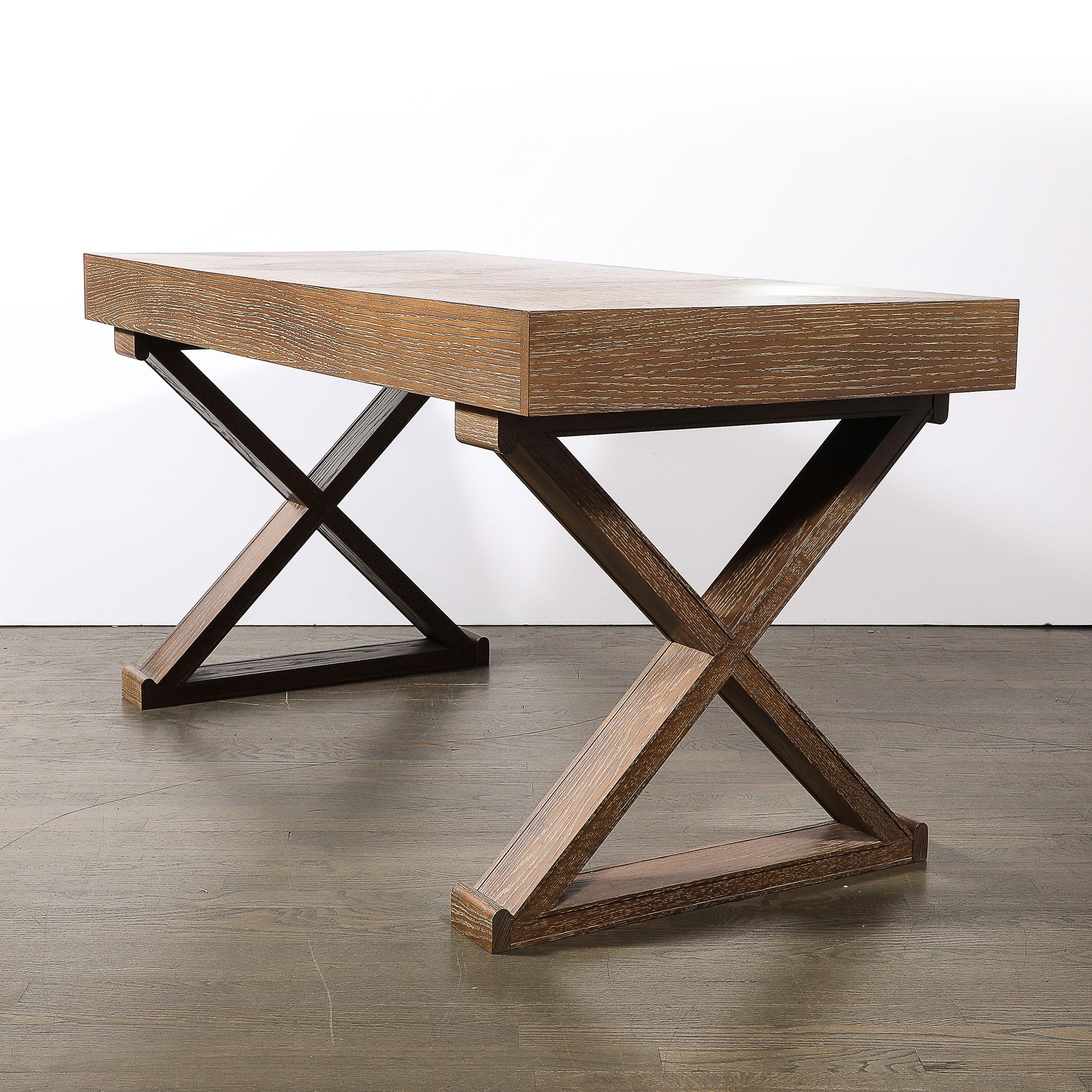 Modernist Limed Oak Frank X Base Desk by Mattaliano 8