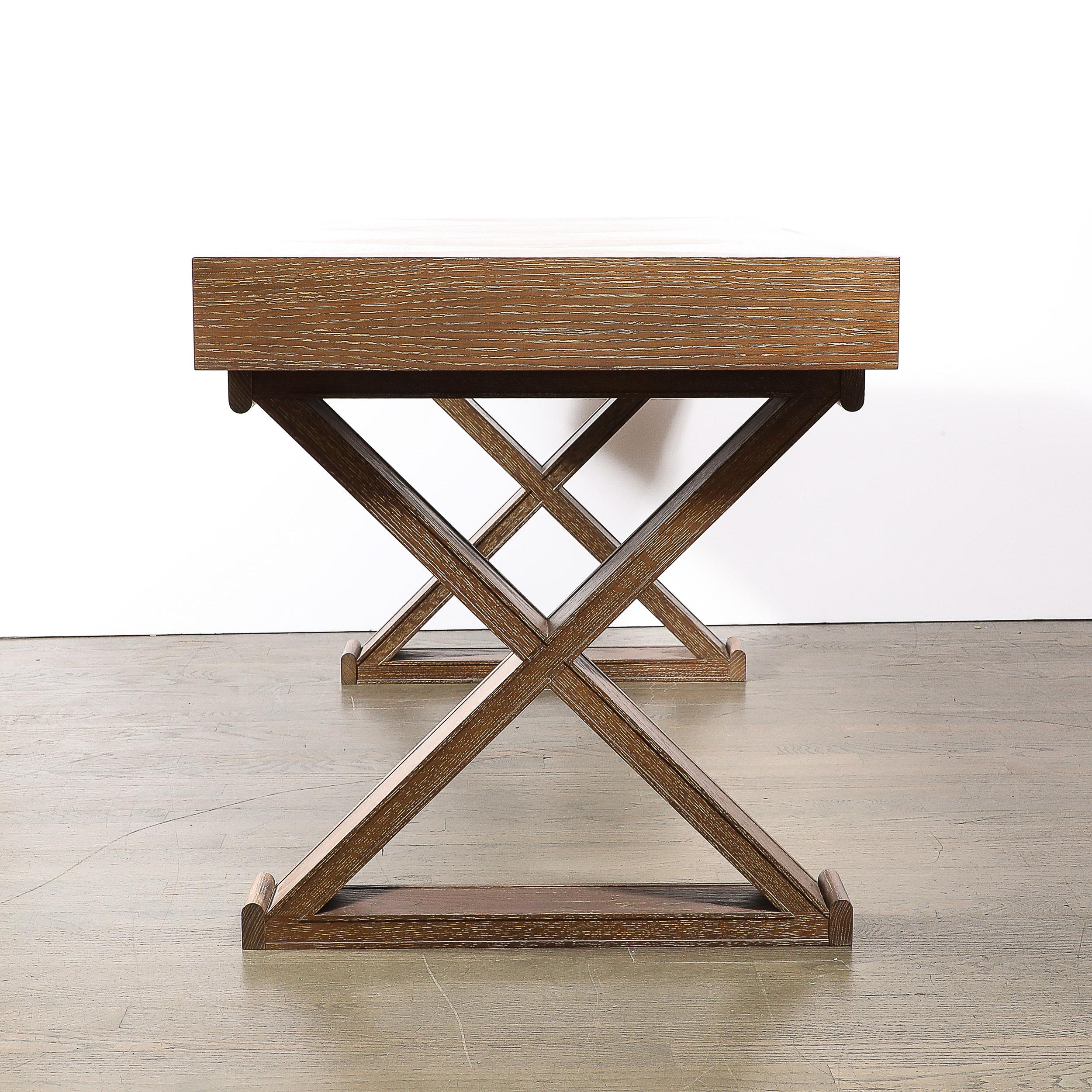 Modernist Limed Oak Frank X Base Desk by Mattaliano 9