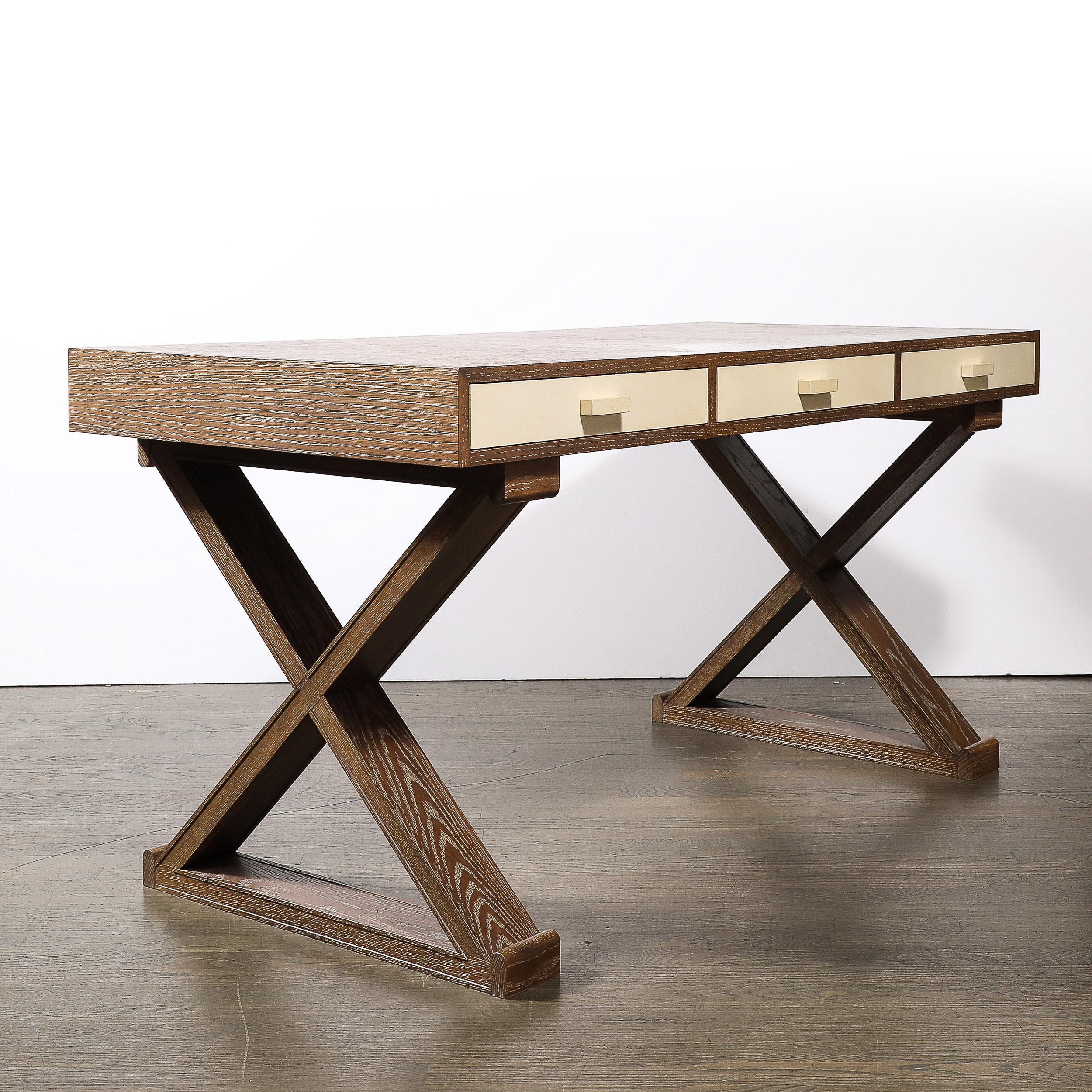 Modernist Limed Oak Frank X Base Desk by Mattaliano 11